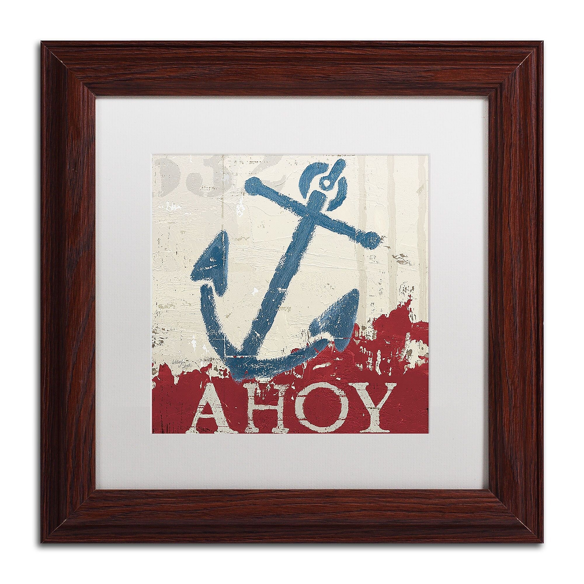 Trademark Fine Art WAP0139-W1111MF "Nautical IV Red" by Wellington Studio 11" x 11" FRM Art, WHT MTD