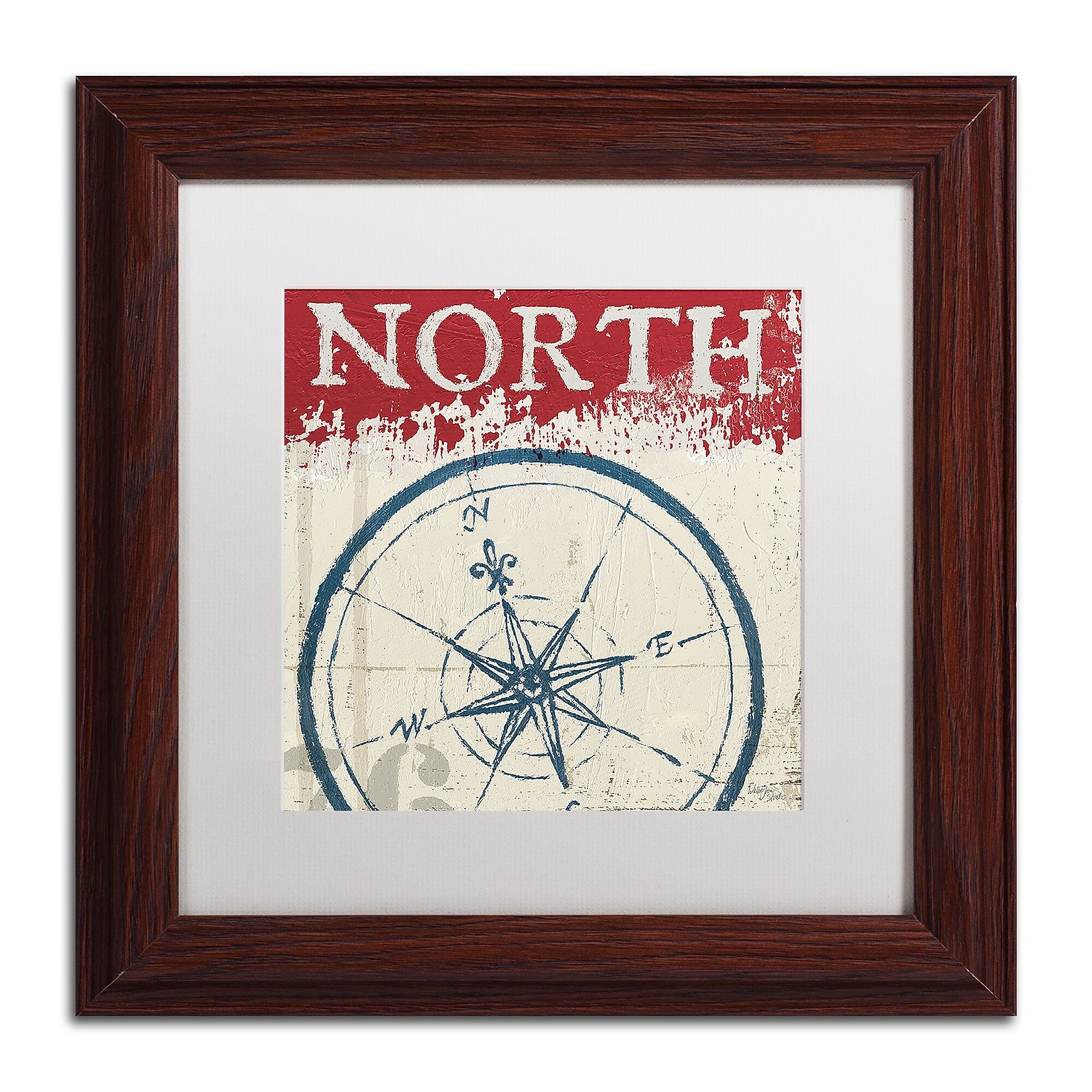 Trademark Fine Art WAP0136-W1111MF "Nautical I Red" by Wellington Studio 11" x 11" FRM Art, WHT MTD