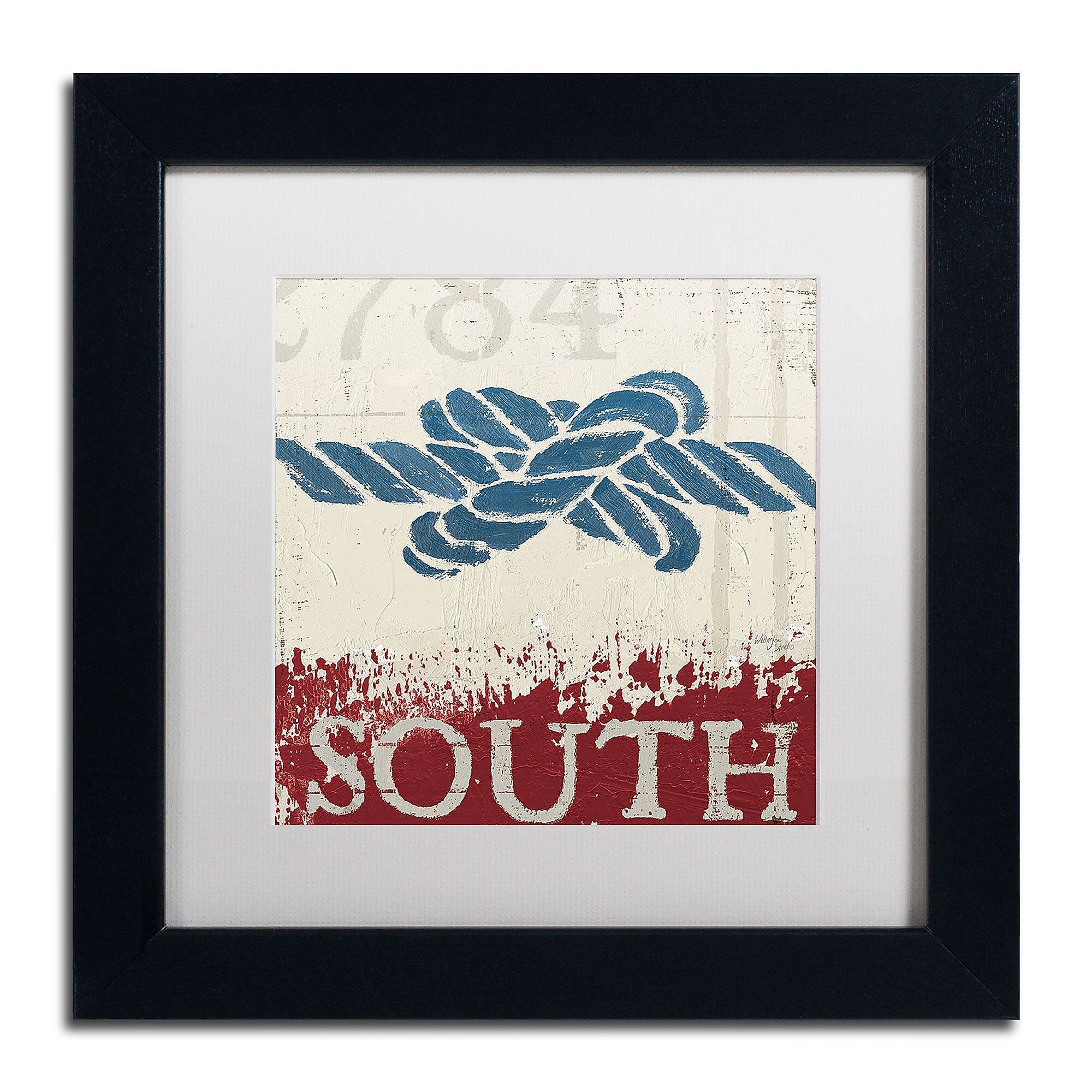 Trademark Fine Art WAP0137-B1111MF "Nautical II Red" by Wellington Studio 11" x 11" FRM Art, WHT MTD