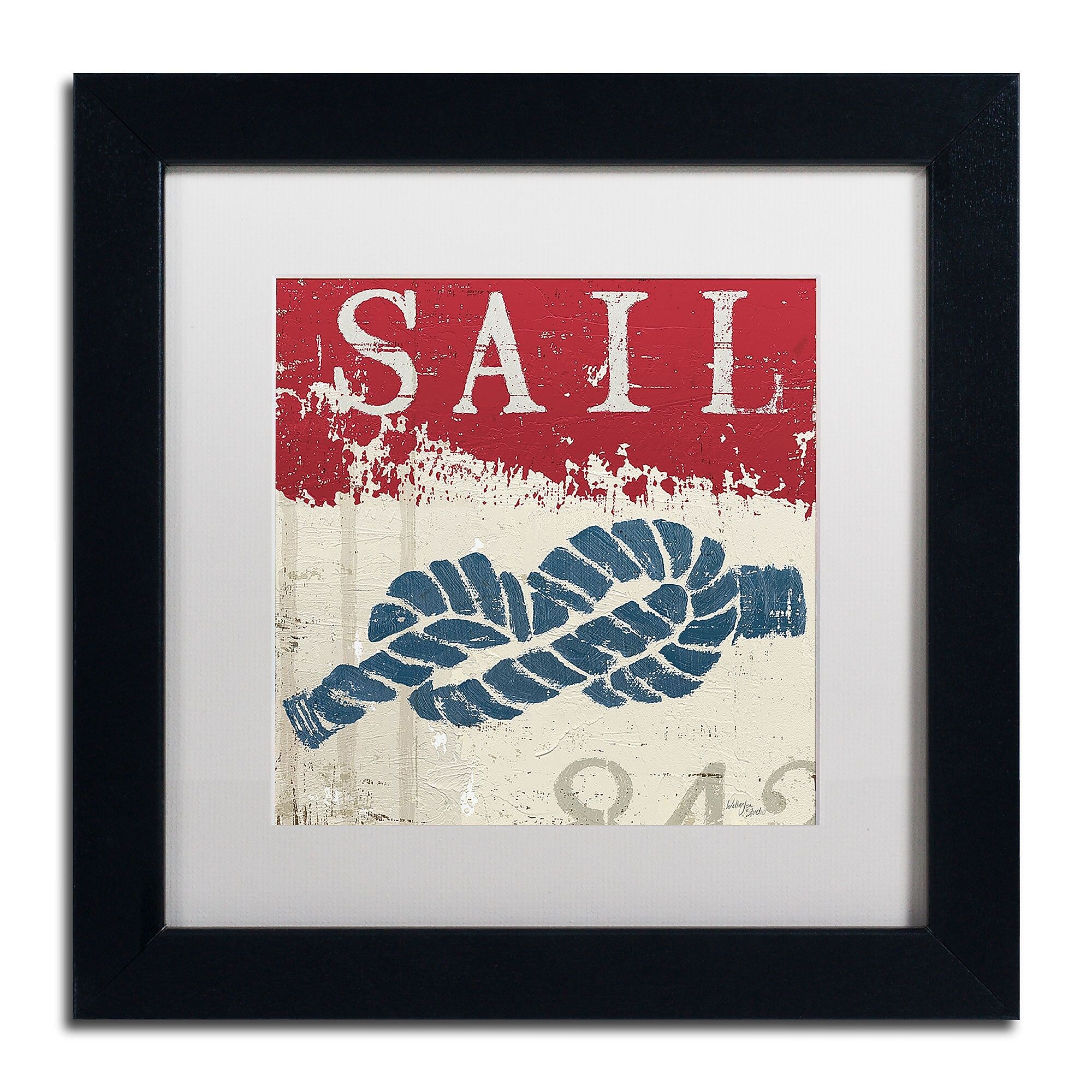 Trademark Fine Art WAP0138-B1111MF Nautical III Red by Wellington Studio 11x11 FRM Art, WHT MTD