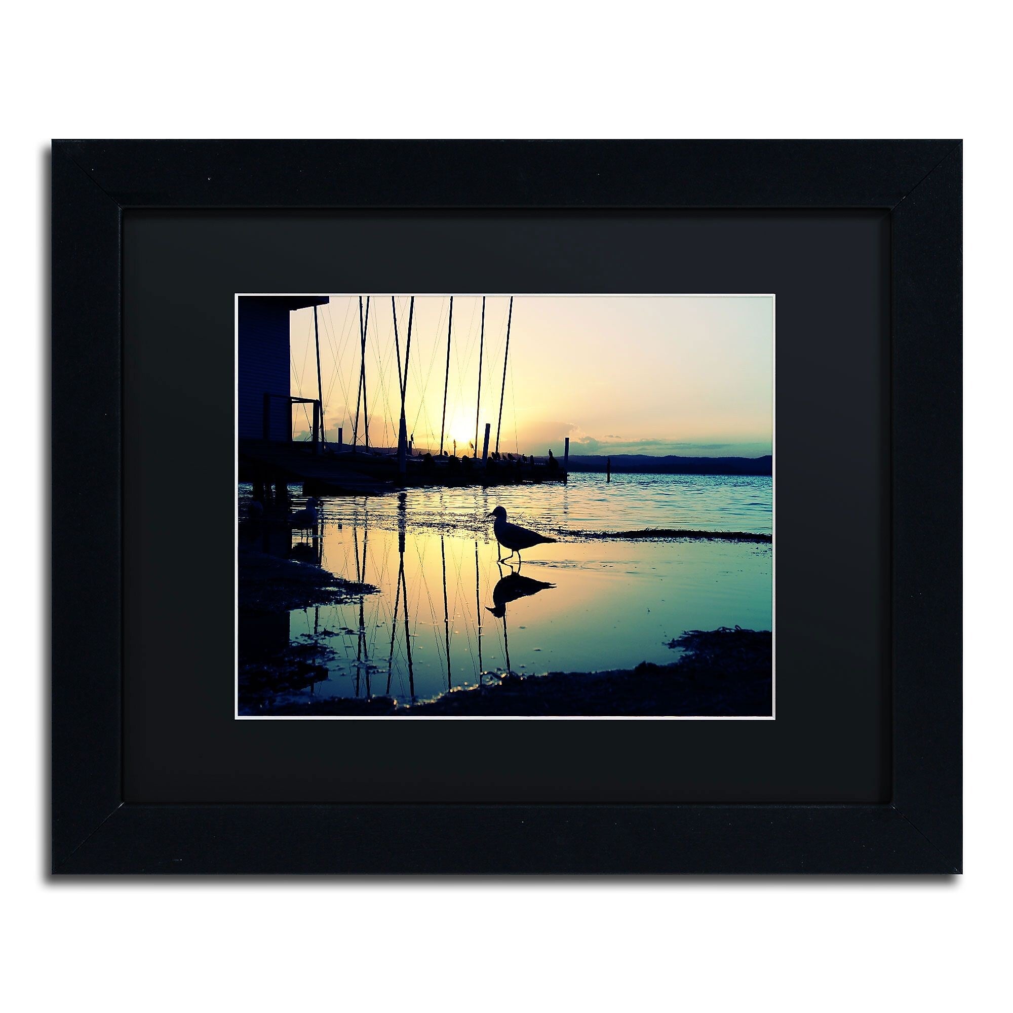 Trademark Fine Art BC0130-B1114BMF Lonely at Sunset by Beata Czyzowska Young 11x14 FRM Art, BLK MTD
