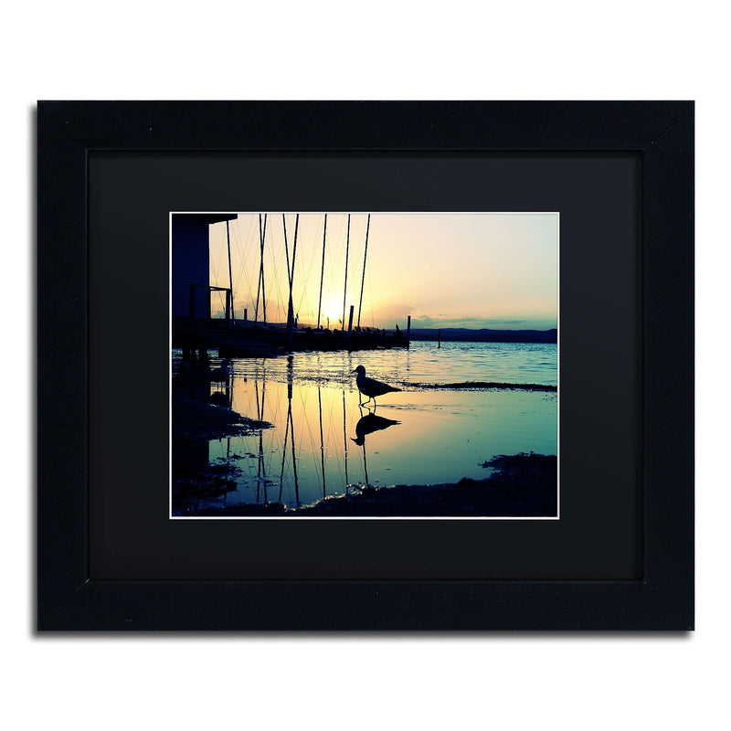 Trademark Fine Art BC0130-B1114BMF Lonely at Sunset by Beata Czyzowska Young 11x14 FRM Art, BLK MTD