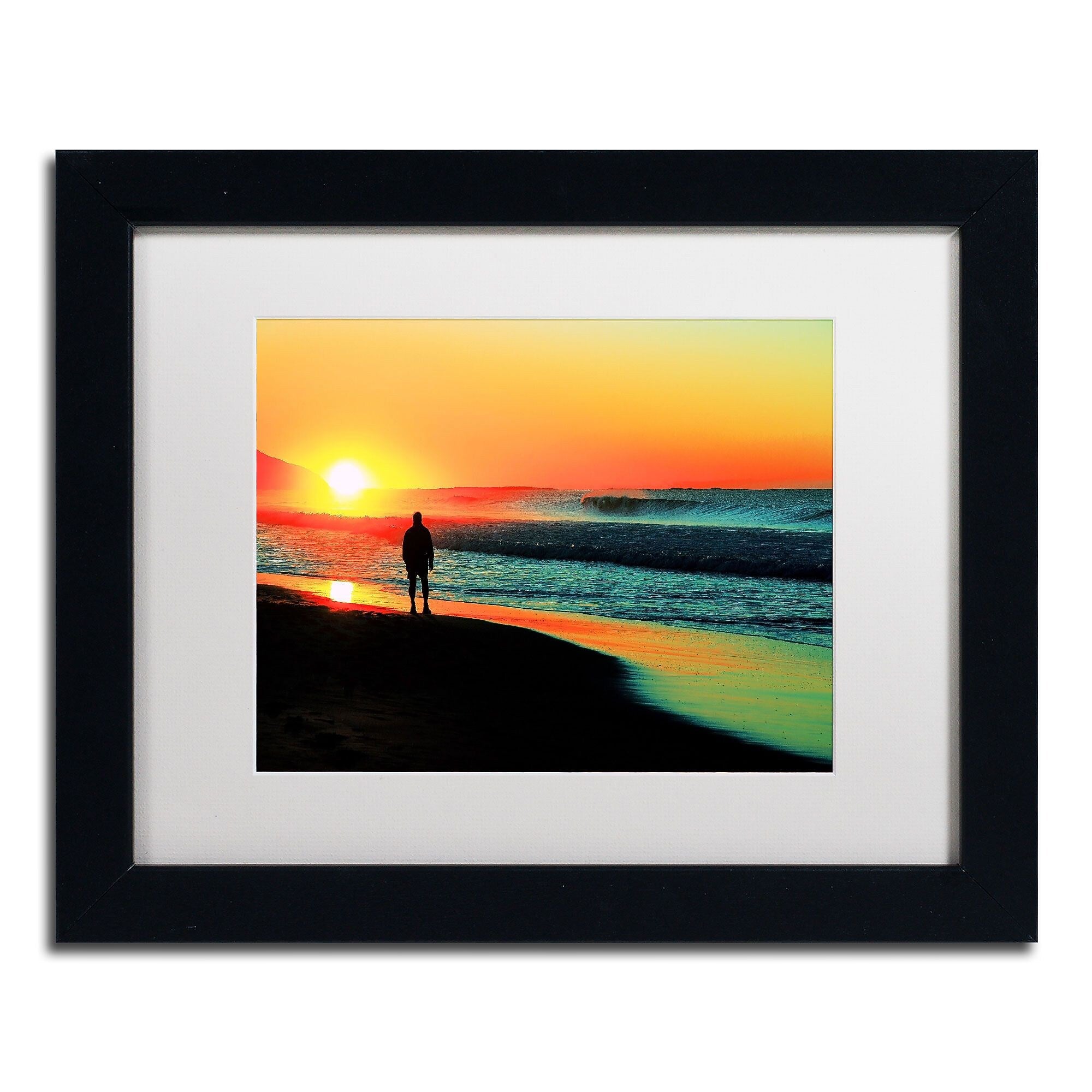 Trademark Fine Art BC0148-B1114MF Sunrise Walking by Beata Czyzowska Young 11x14 FRM Art, WHT MTD
