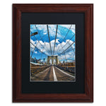 Trademark Fine Art MZ0197-W1114BMF "Brooklyn Bridge" by CATeyes 14" x 11" Framed Art, Black Matted