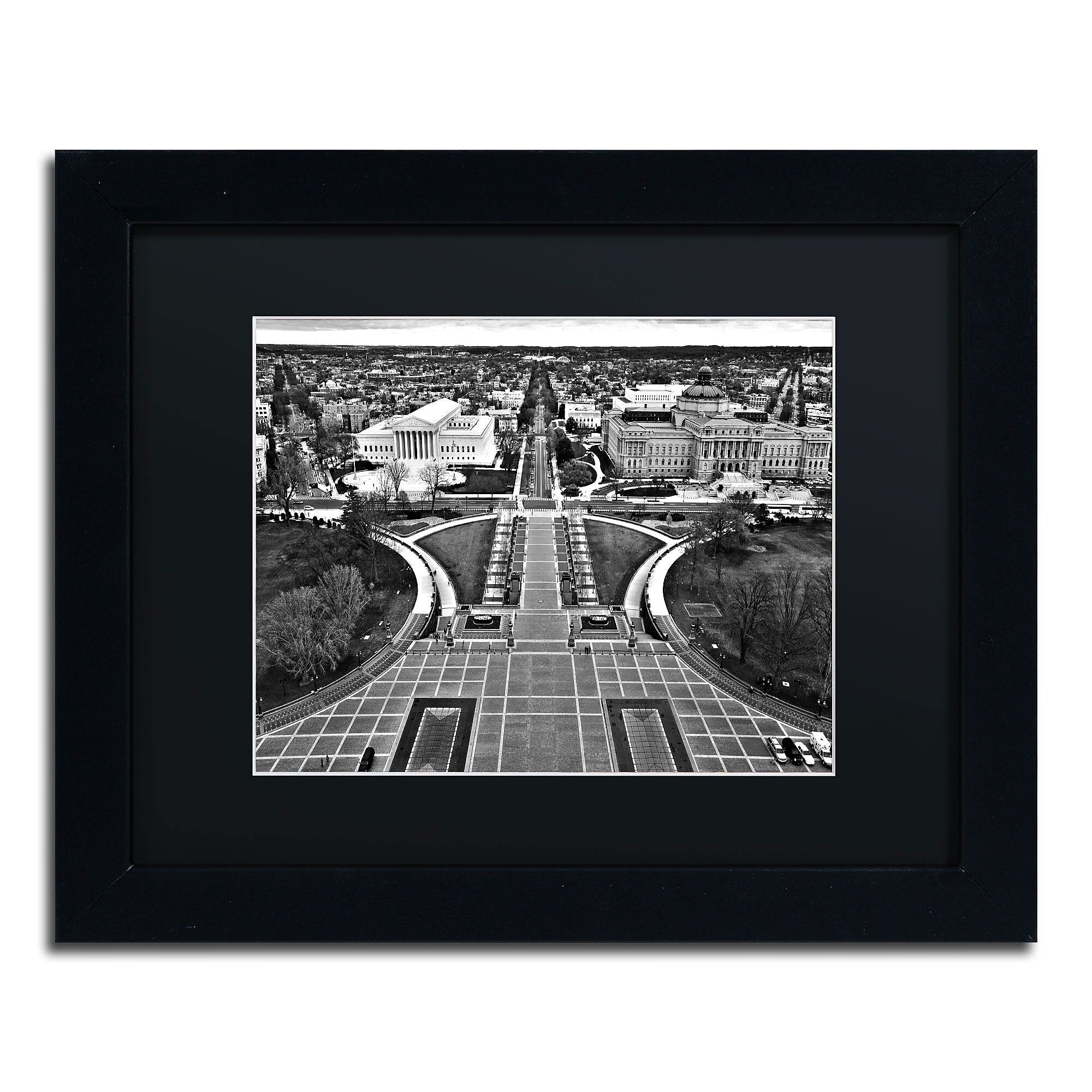 Trademark Fine Art MZ0251-B1114BMF "Washington DC" by CATeyes 11" x 14" Framed Art, Black Matted