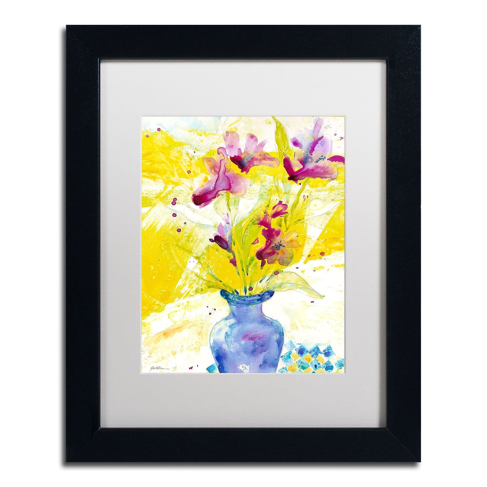 Trademark Fine Art SG5697-B1114MF Purple Blooms in Sunlight by Sheila Golden 14x11 FRM Art, WHT MTD