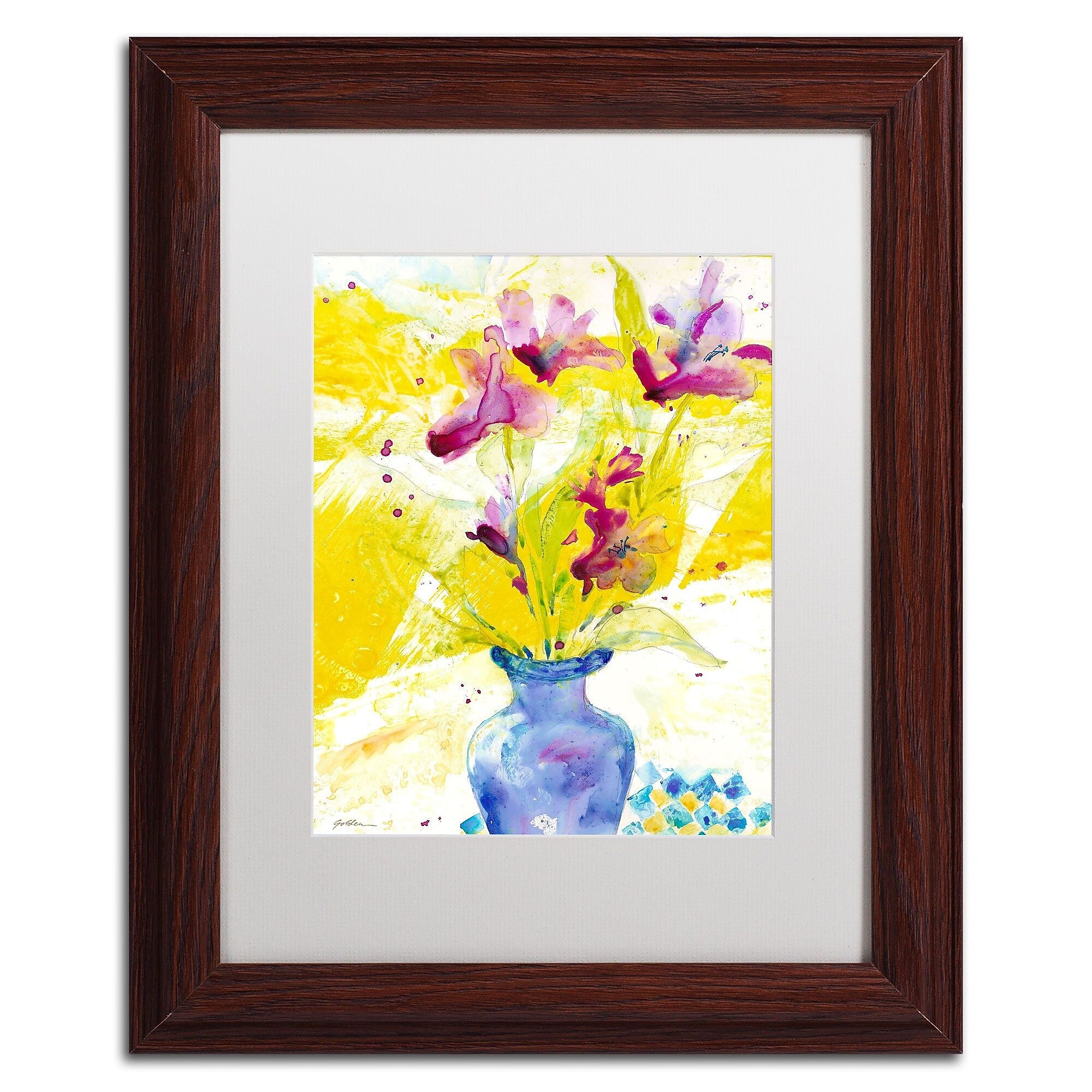 Trademark Fine Art SG5697-W1114MF Purple Blooms in Sunlight by Sheila Golden 14x11 FRM Art, WHT MTD