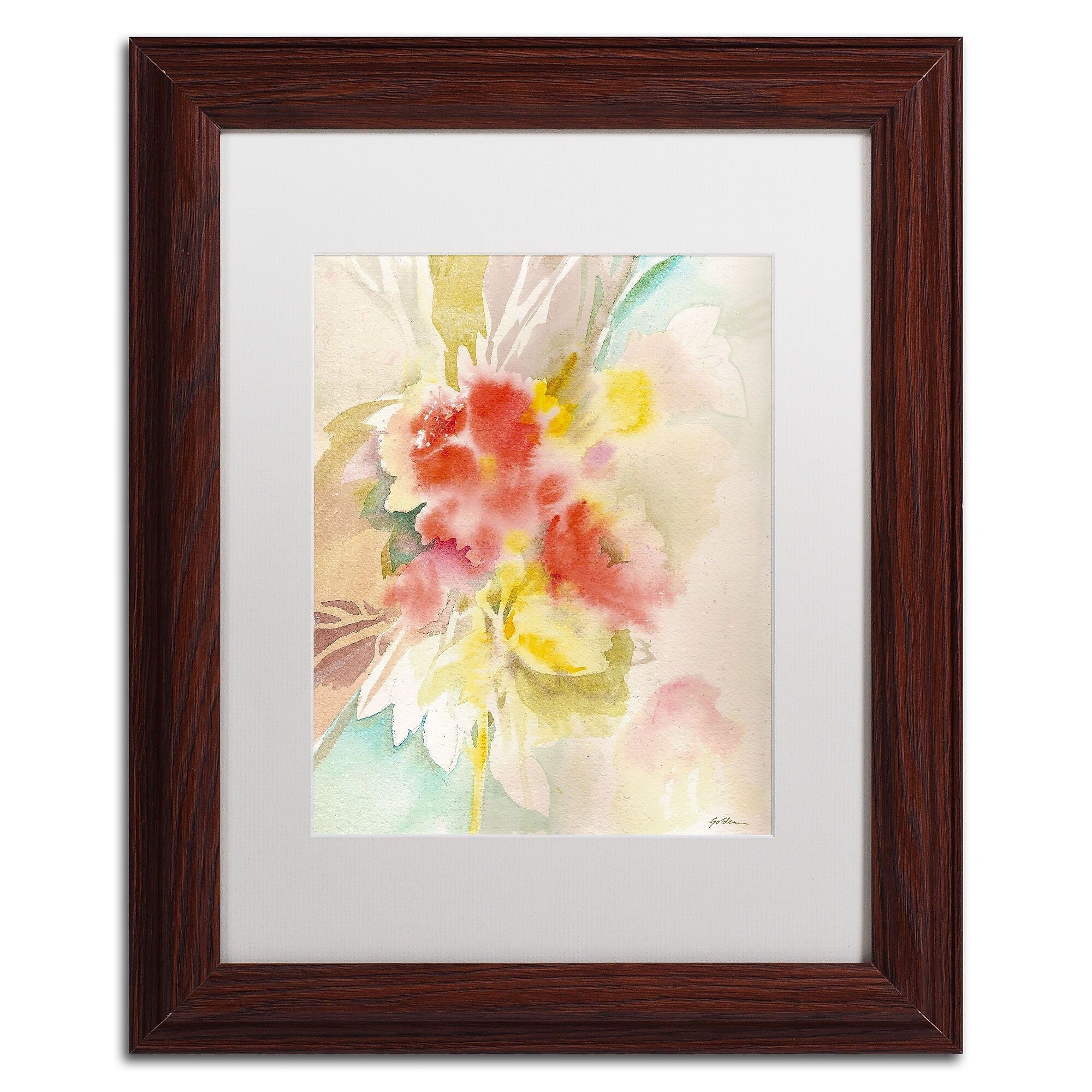Trademark Fine Art SG5698-W1114MF "Red Flower Shadows" by Sheila Golden 14" x 11" FRM Art, WHT MTD