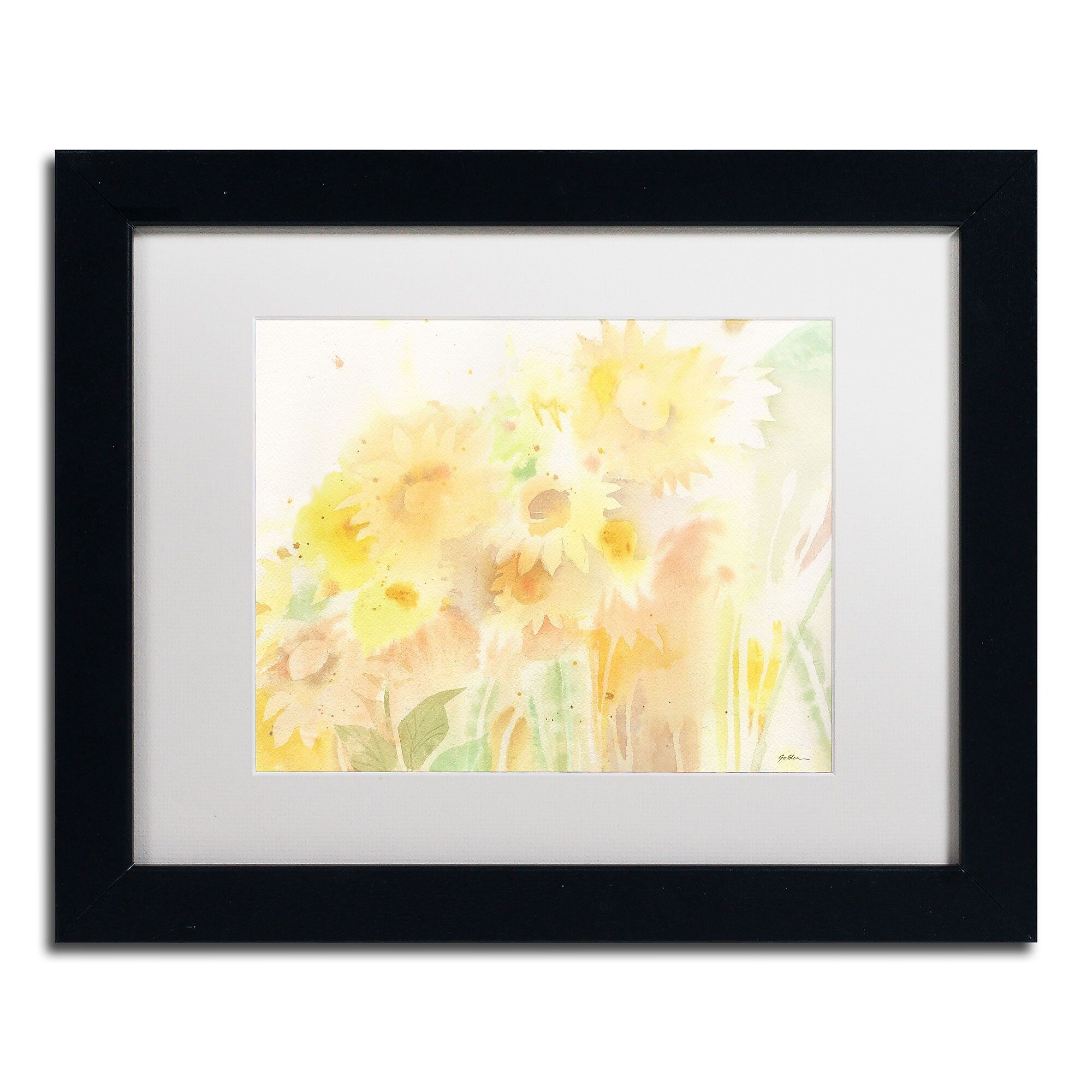 Trademark Fine Art SG5713-B1114MF "Amid Sunflowers" by Sheila Golden 11" x 14" Framed Art, WHT MTD