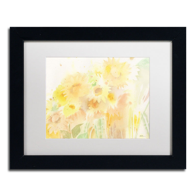 Trademark Fine Art SG5713-B1114MF "Amid Sunflowers" by Sheila Golden 11" x 14" Framed Art, WHT MTD