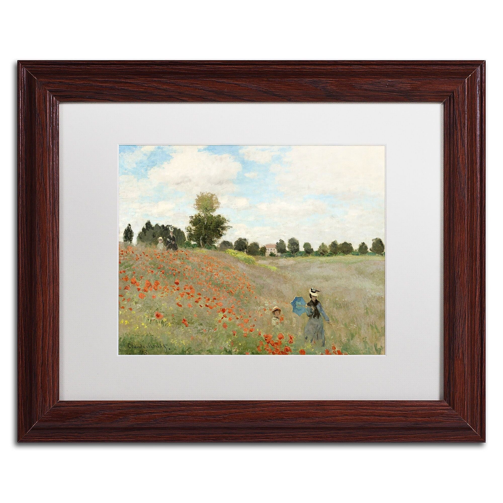 Trademark Fine Art Wild Poppies Near Argenteuil by Claude Monet 11x14 FRM Art, WHT MTD (BL0082-W1114MF)