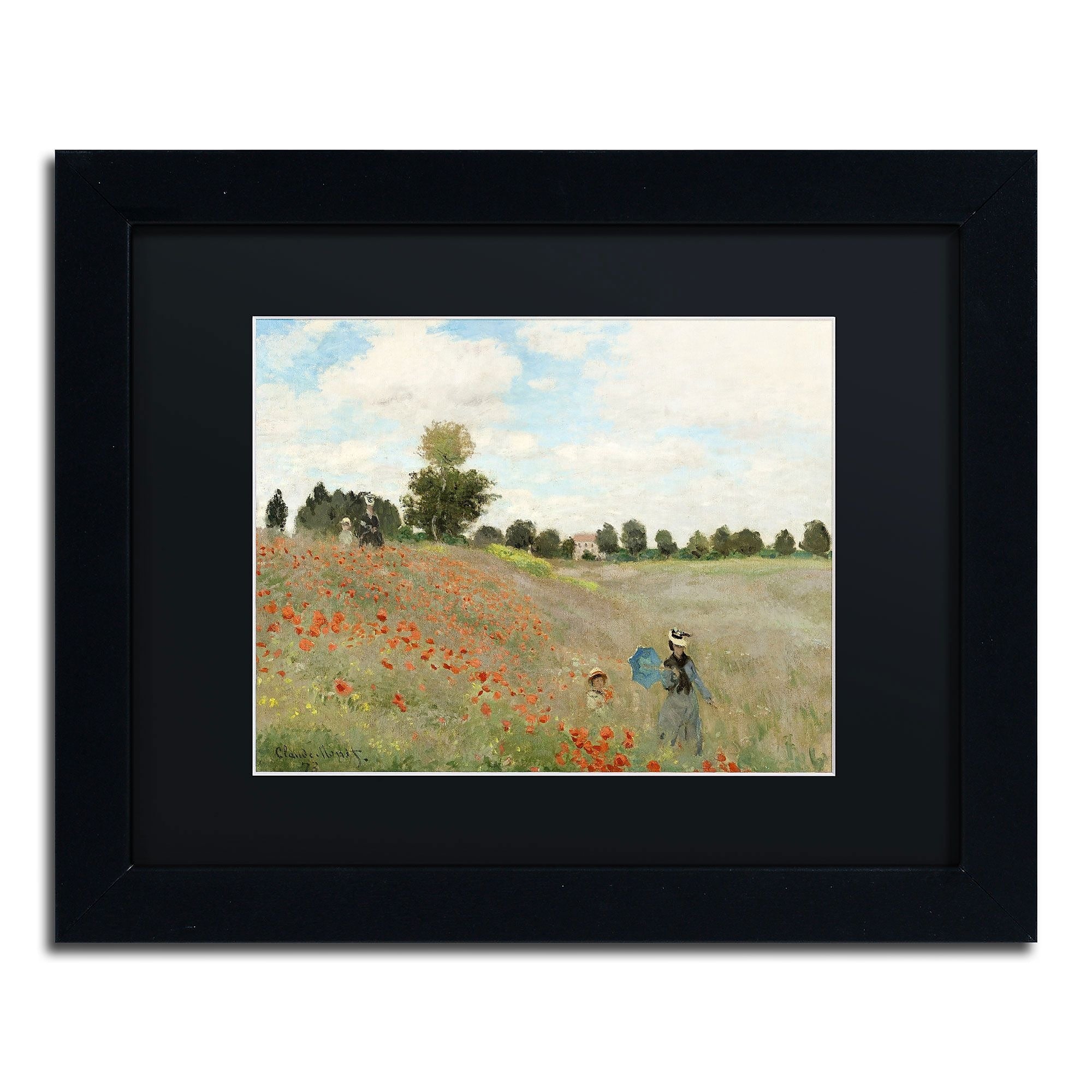 Trademark Fine Art Wild Poppies Near Argenteuil by Claude Monet 11x14 FRM Art, BLK MTD (BL0082-B1114BMF)
