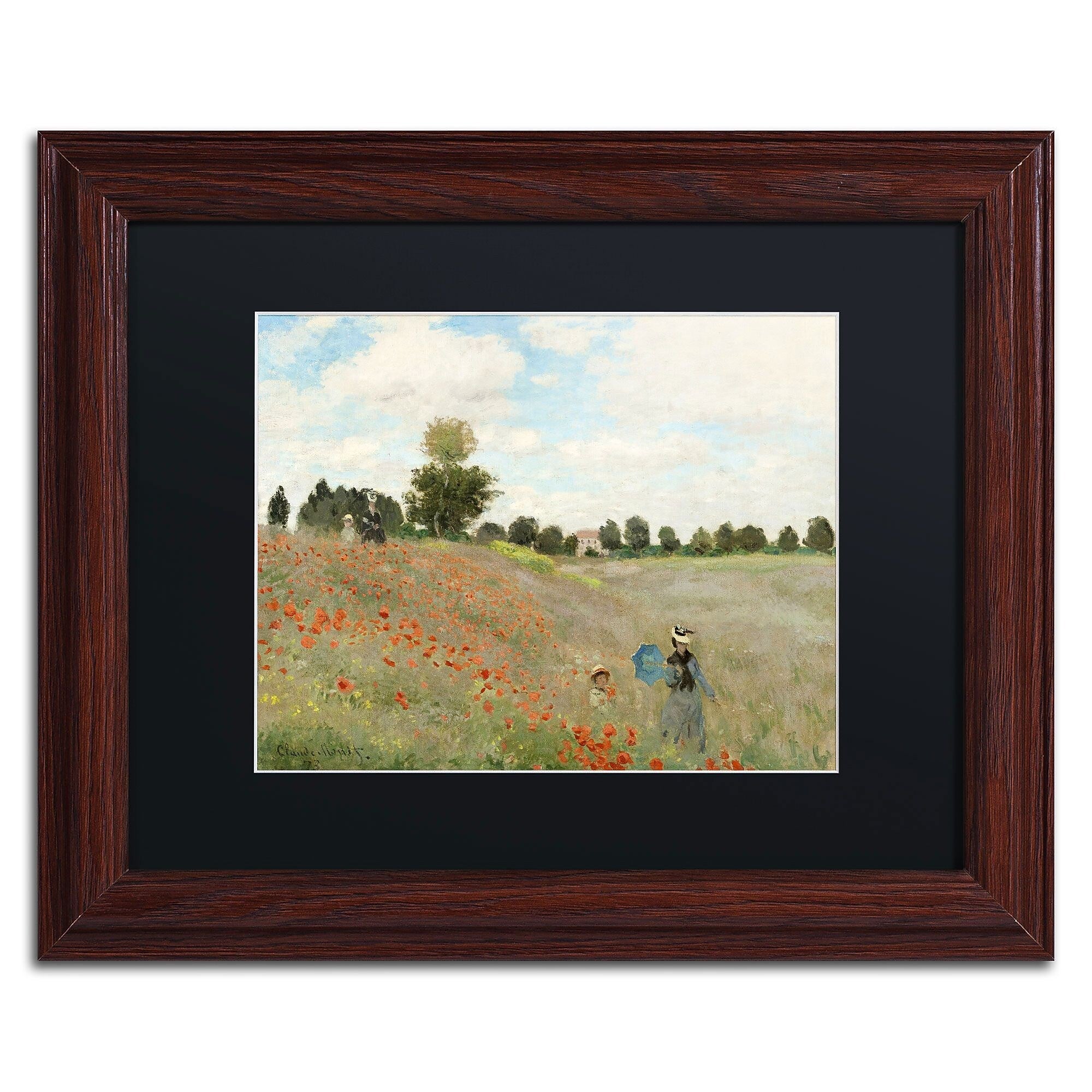 Trademark Fine Art Wild Poppies Near Argenteuil by Claude Monet 11x14 FRM Art, BLK MTD (BL0082-W1114BMF)