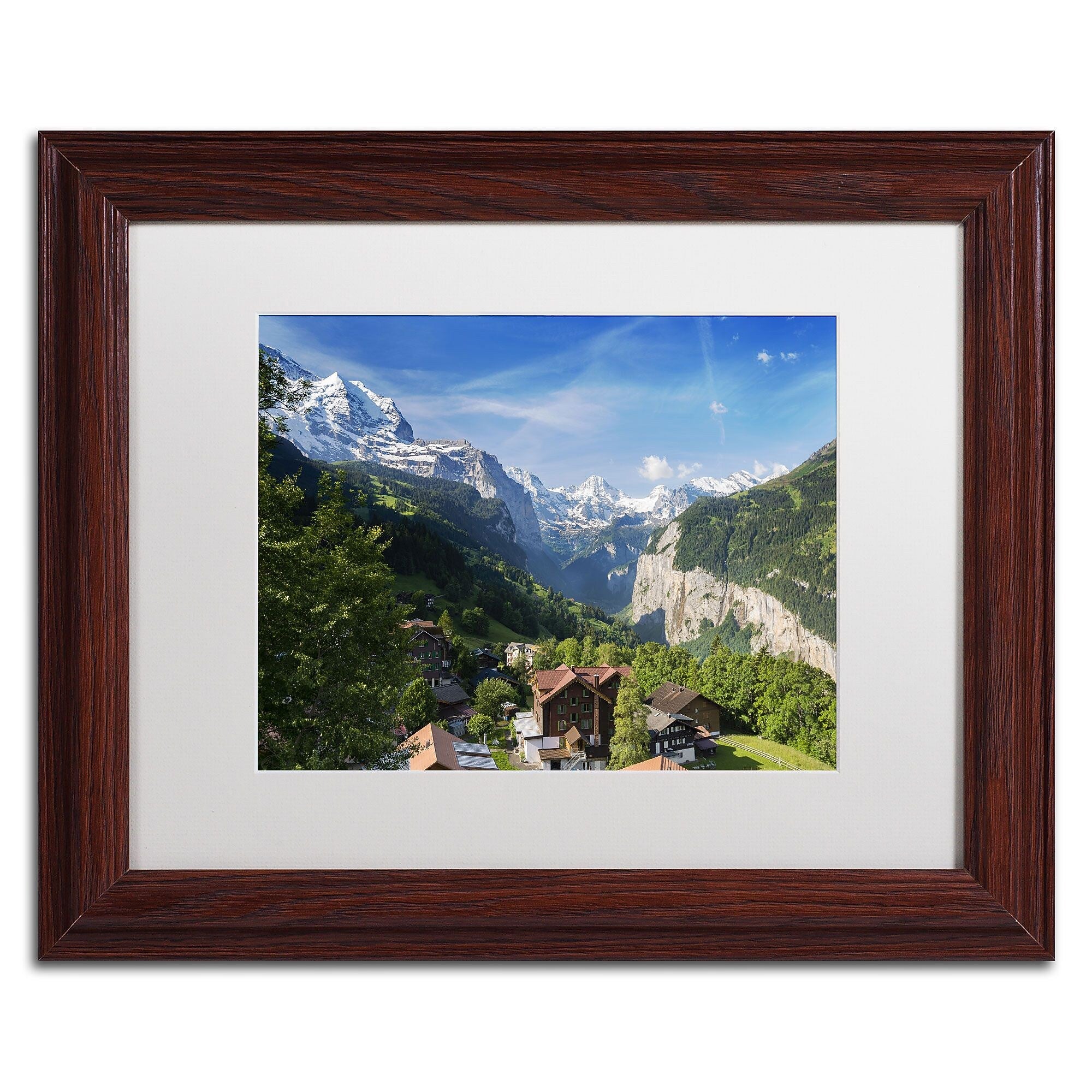 Trademark Fine Art A New Day in the Swiss Alps by Philippe Sainte-Laudy 11x14 FRM Art, WHT MTD (PSL0295-W1114MF)