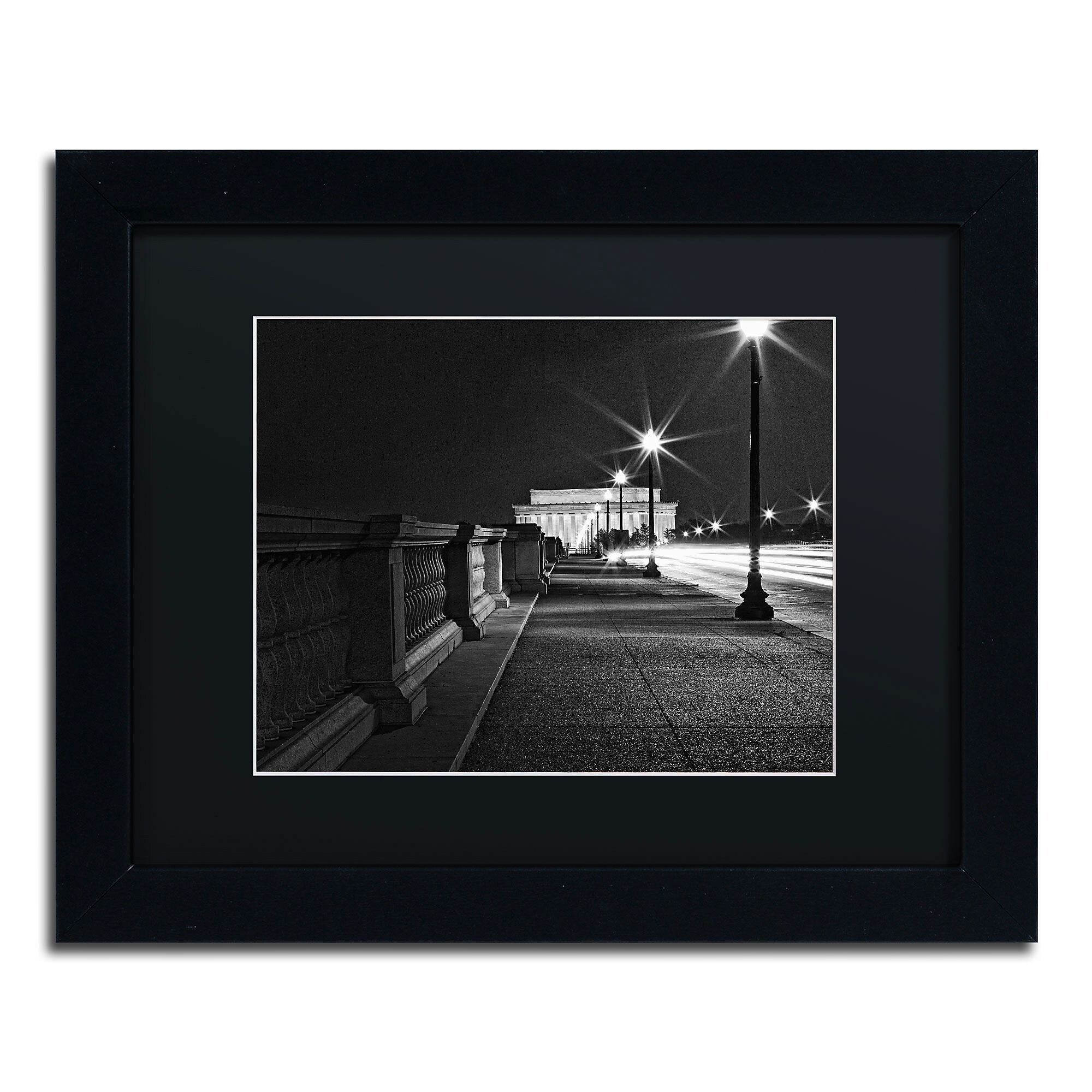 Trademark Fine Art GO011-B1114BMF Lincoln Memorial Bridge by Gregory O'Hanlon 11x14 FRM Art, BLK MTD