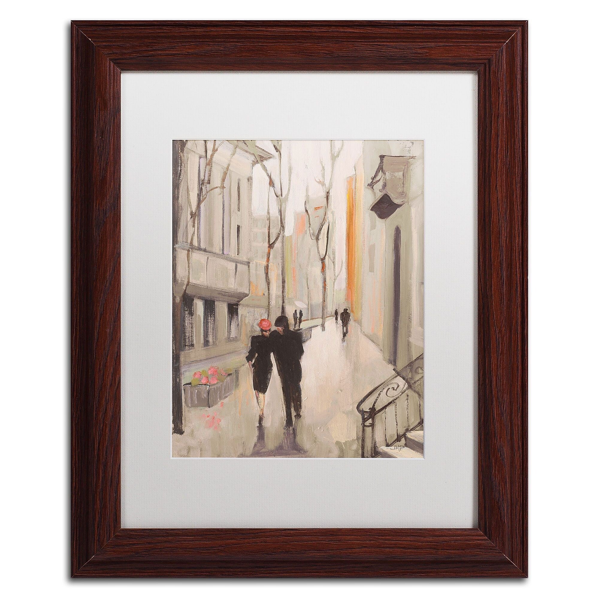 Trademark Fine Art Village Promenade Neutral by Julia Purinton 14x11 FRM Art, WHT MTD (WAP0112-W1114MF)