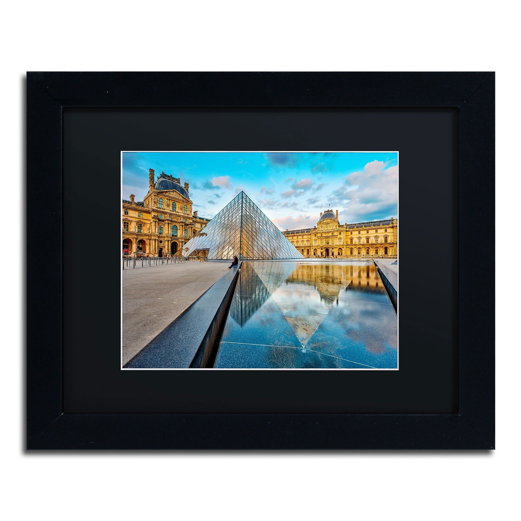 Trademark Fine Art RV0023-B1114BMF Symetrie' du Louvre by Mathieu Rivrin 11x14 FRM Art, BLK MTD
