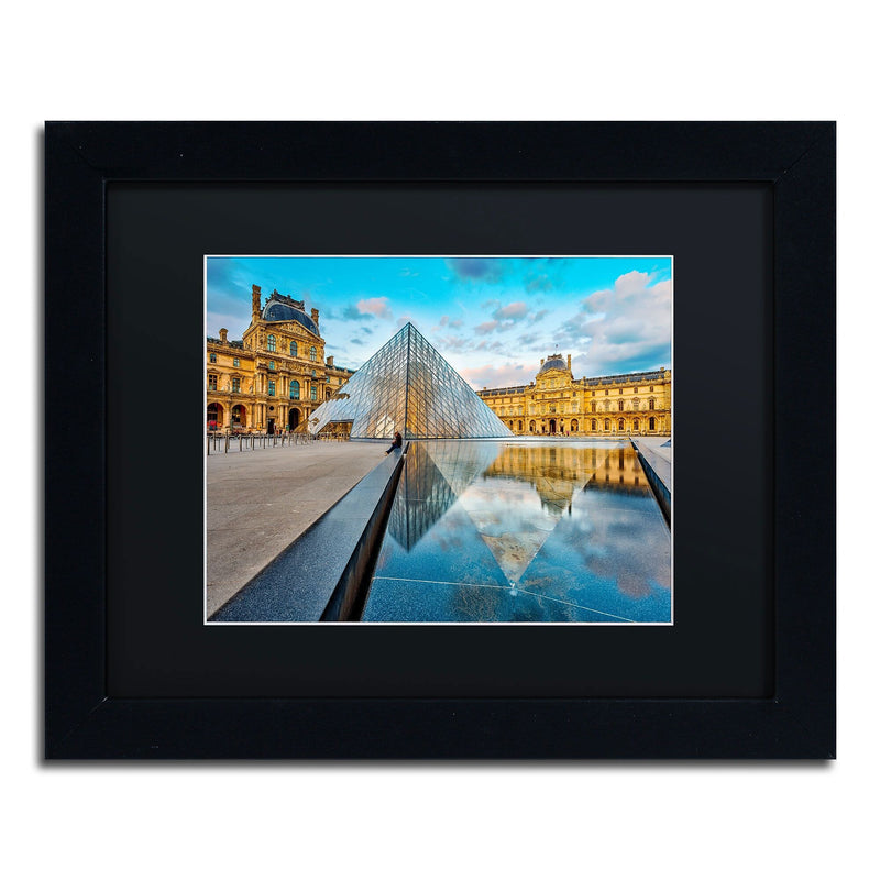 Trademark Fine Art RV0023-B1114BMF Symetrie' du Louvre by Mathieu Rivrin 11x14 FRM Art, BLK MTD