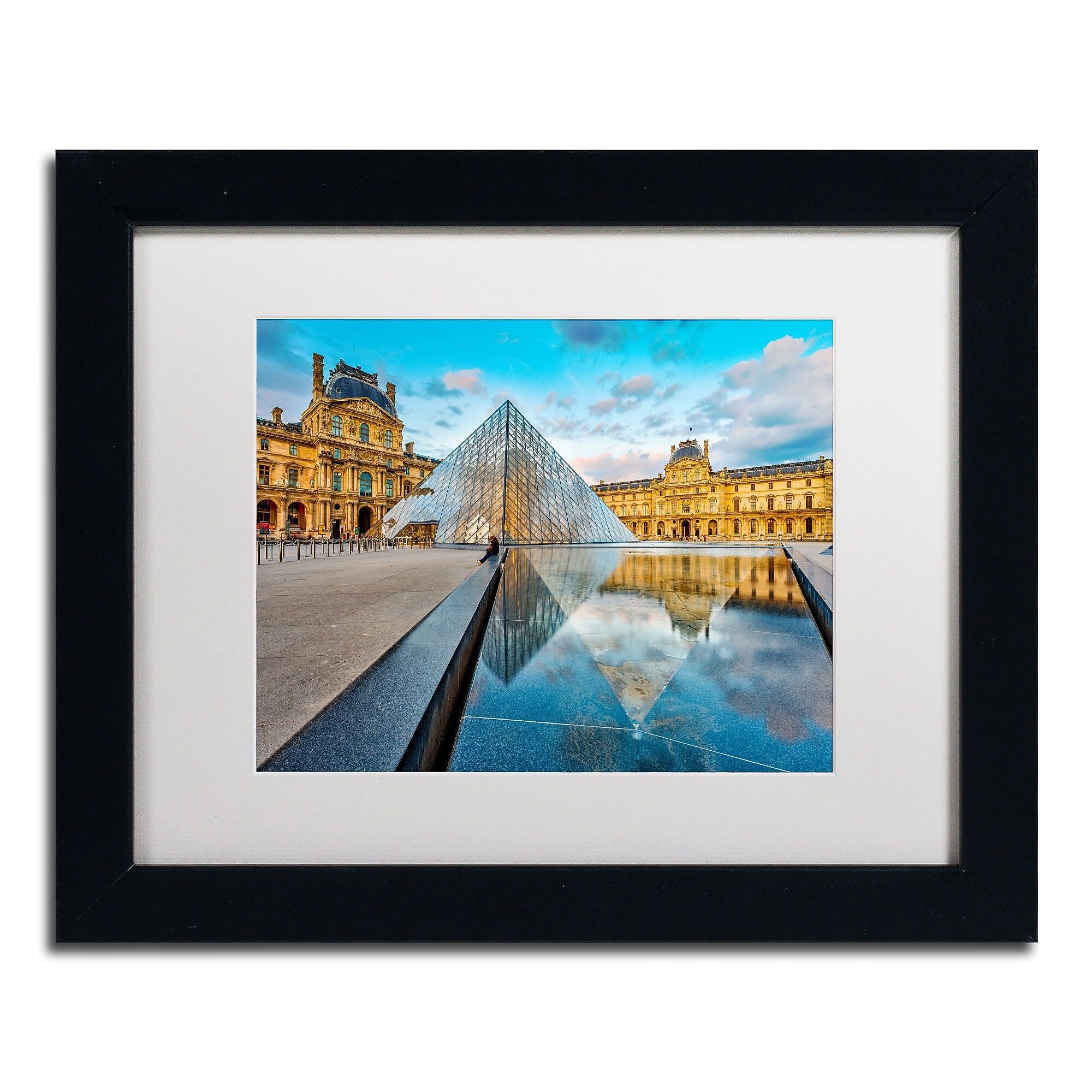 Trademark Fine Art RV0023-B1114MF "Symetrie du Louvre" by Mathieu Rivrin 11" x 14" FRM Art, WHT MTD