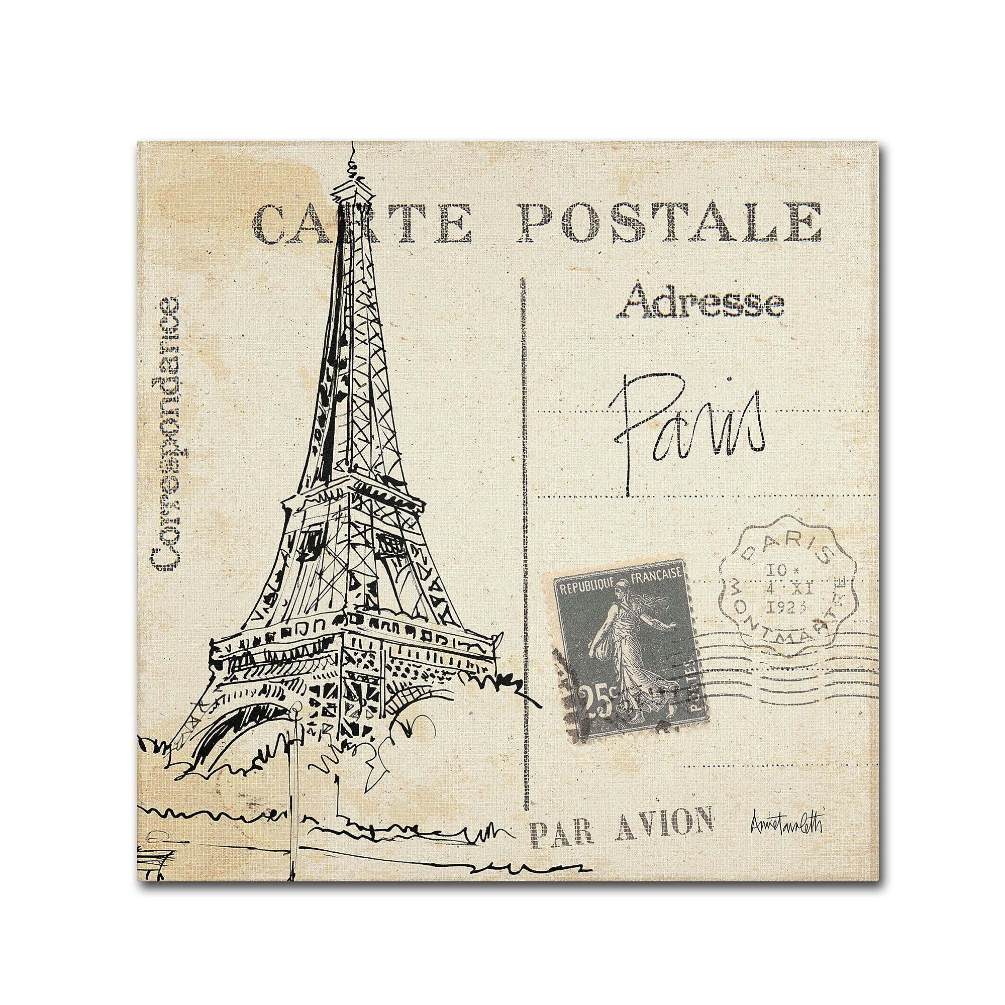Trademark Fine Art WAP0092-C2424GG "Postcard Sketches III" by Anne Tavoletti 24" x 24" Frameless Art