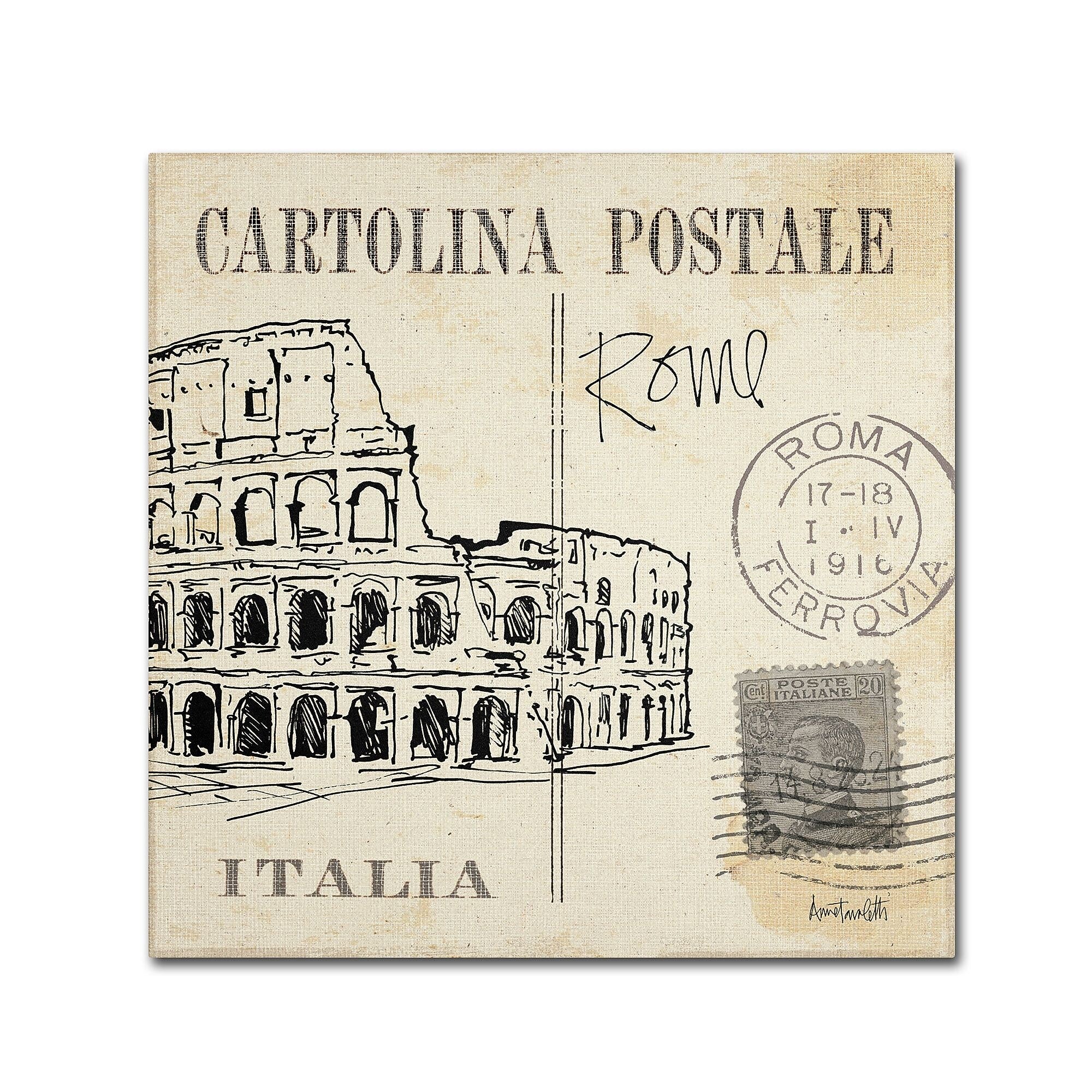 Trademark Fine Art WAP0093-C3535GG "Postcard Sketches IV" by Anne Tavoletti 35" x 35" Frameless Art
