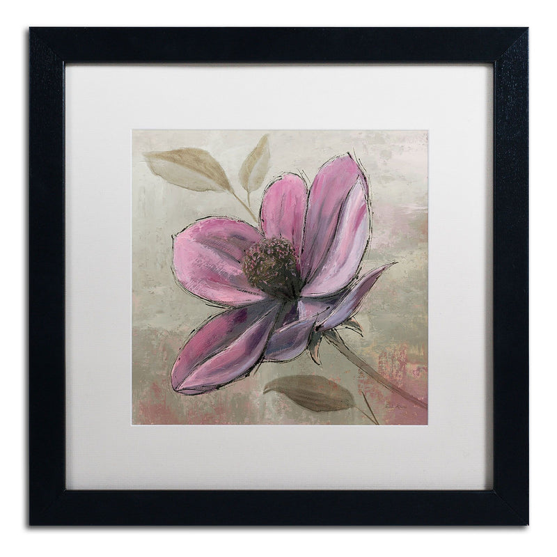 Trademark Fine Art WAP0107-B1616MF "Plum Floral III" by Emily Adams 16" x 16" Framed Art, WHT MTD