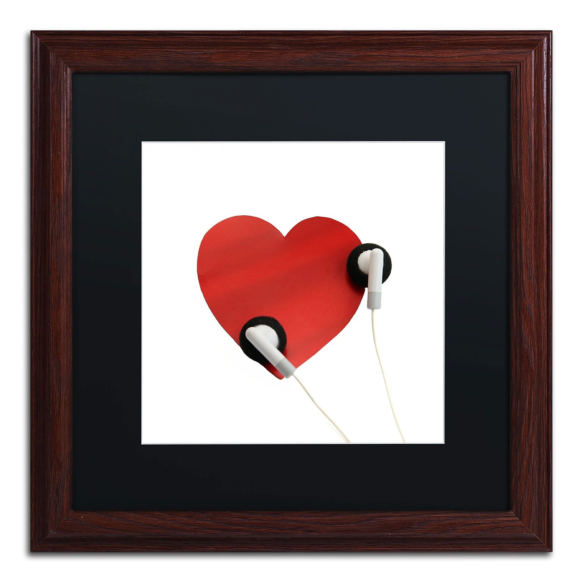Trademark Fine Art Listen to Your Heart by Beata Czyzowska Young 16x16 FRM Art, BLK MTD (BC0128-W1616BMF)