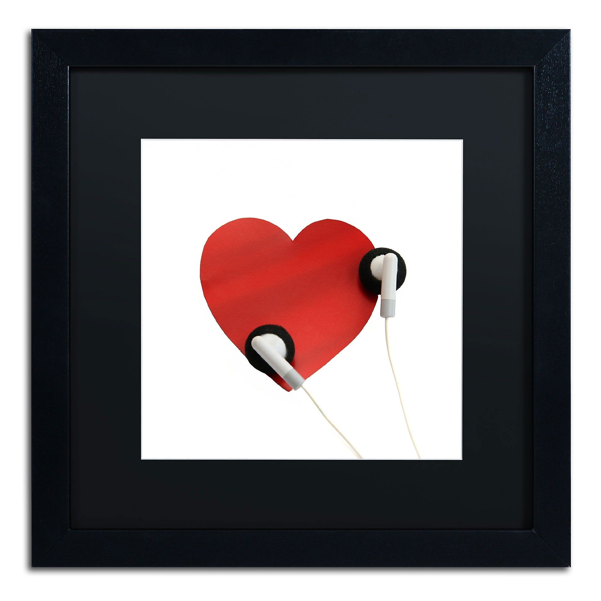 Trademark Fine Art Listen to Your Heart by Beata Czyzowska Young 16x16 FRM Art, BLK MTD (BC0128-B1616BMF)