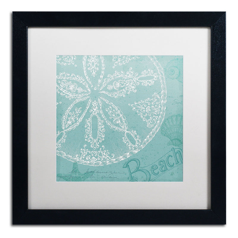Trademark Fine Art WAP0098-B1616MF Aqua Treasure II by Daphne Brissonnet 16x16 FRM Art, WHT MTD