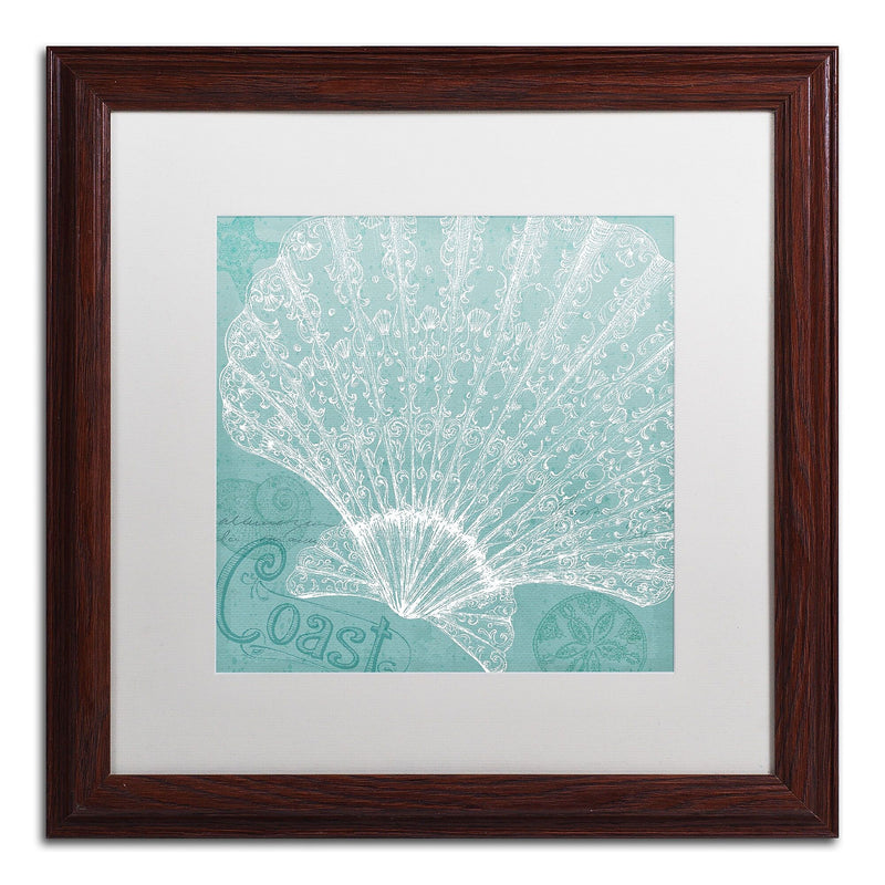 Trademark Fine Art WAP0099-W1616MF Aqua Treasure III by Daphne Brissonnet 16x16 FRM Art, WHT MTD