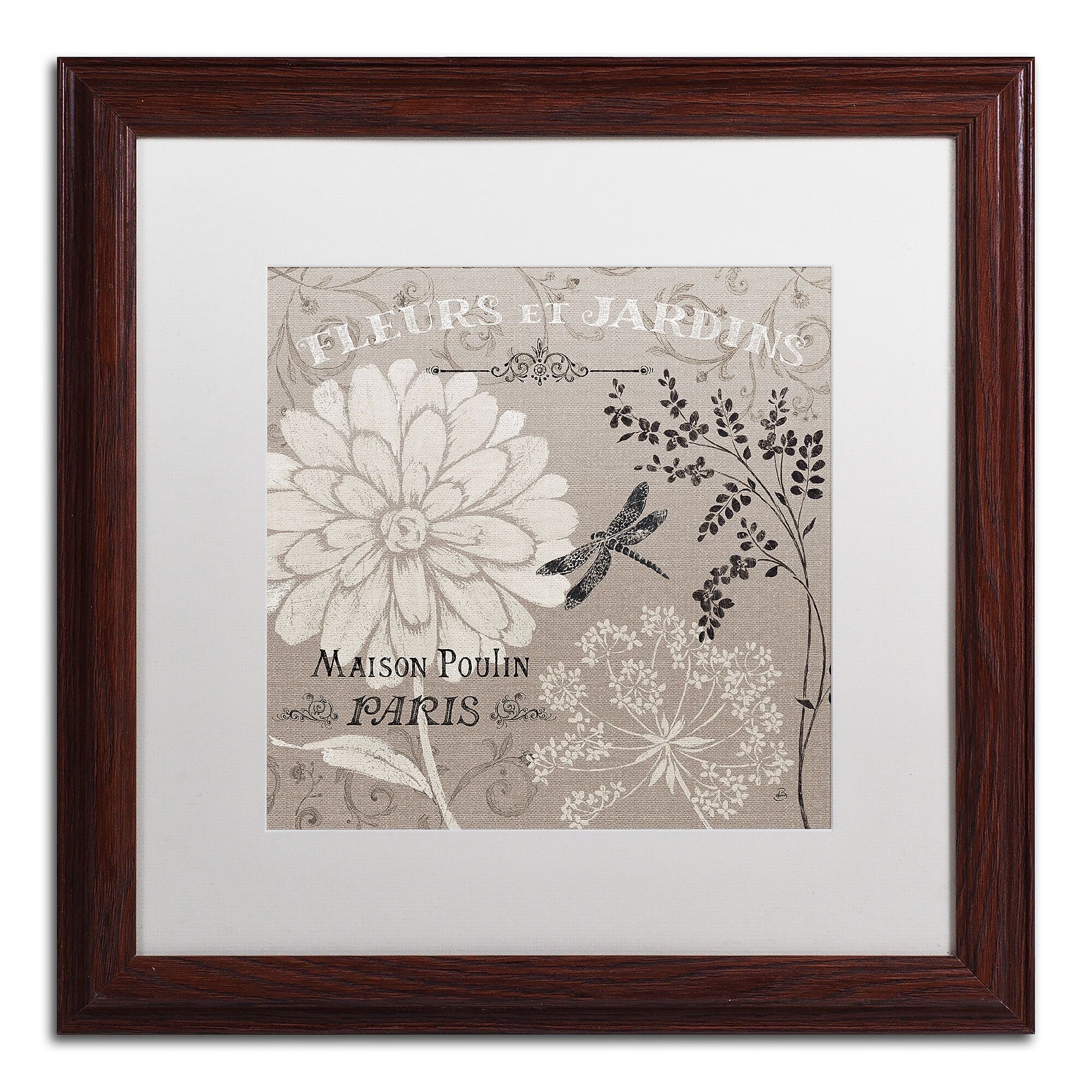 Trademark Fine Art French Linen Garden II by Daphne Brissonnet 16x16 FRM Art, WHT MTD (WAP0101-W1616MF)