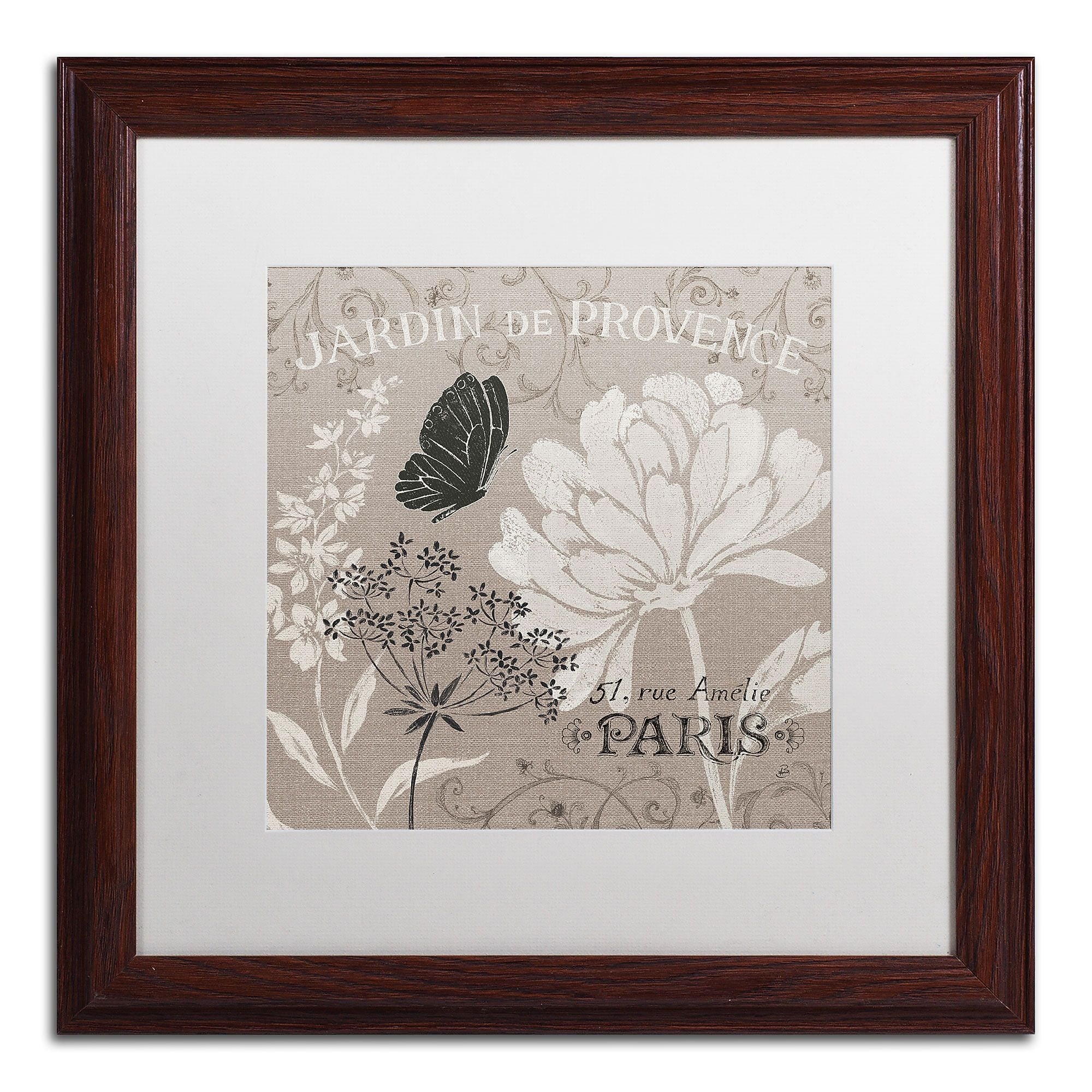 Trademark Fine Art French Linen Garden III by Daphne Brissonnet 16x16 FRM Art, WHT MTD (WAP0102-W1616MF)