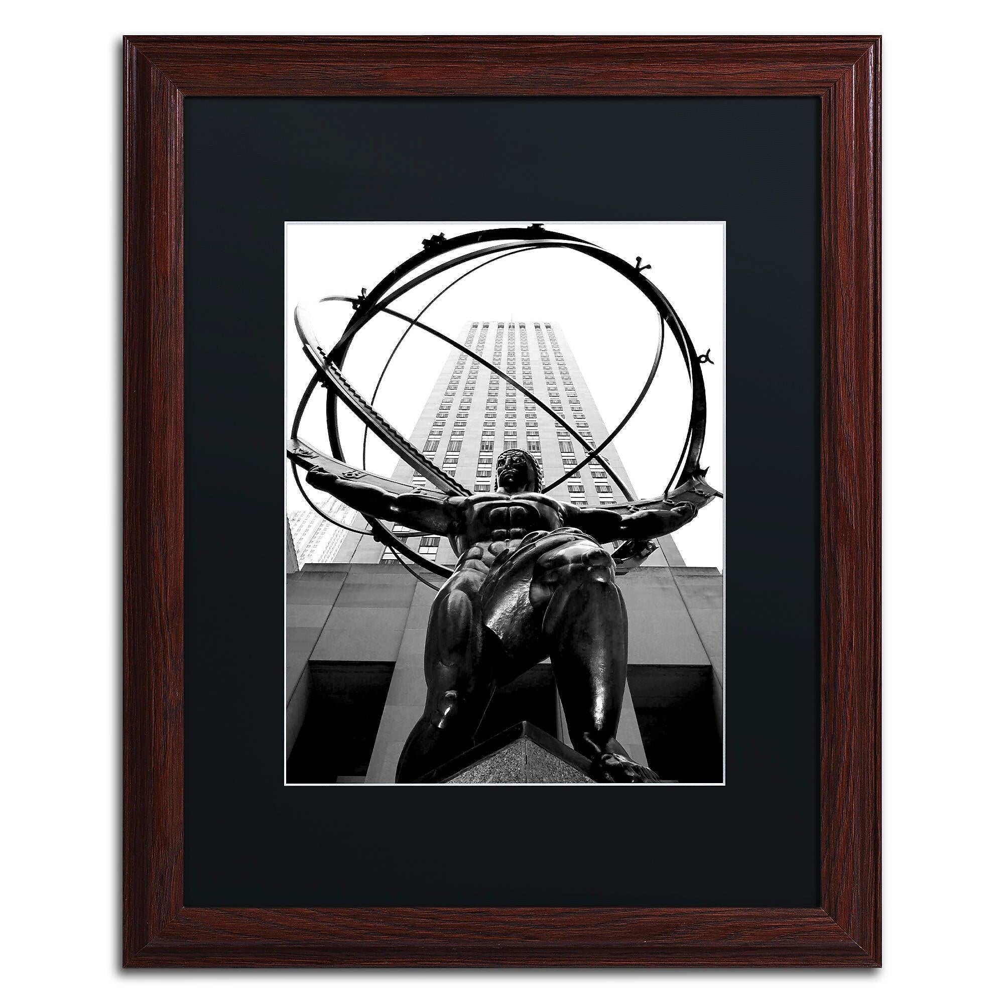 Trademark Fine Art MZ0253-W1620BMF "Atlas" by CATeyes 20" x 16" Framed Art, Black Matted