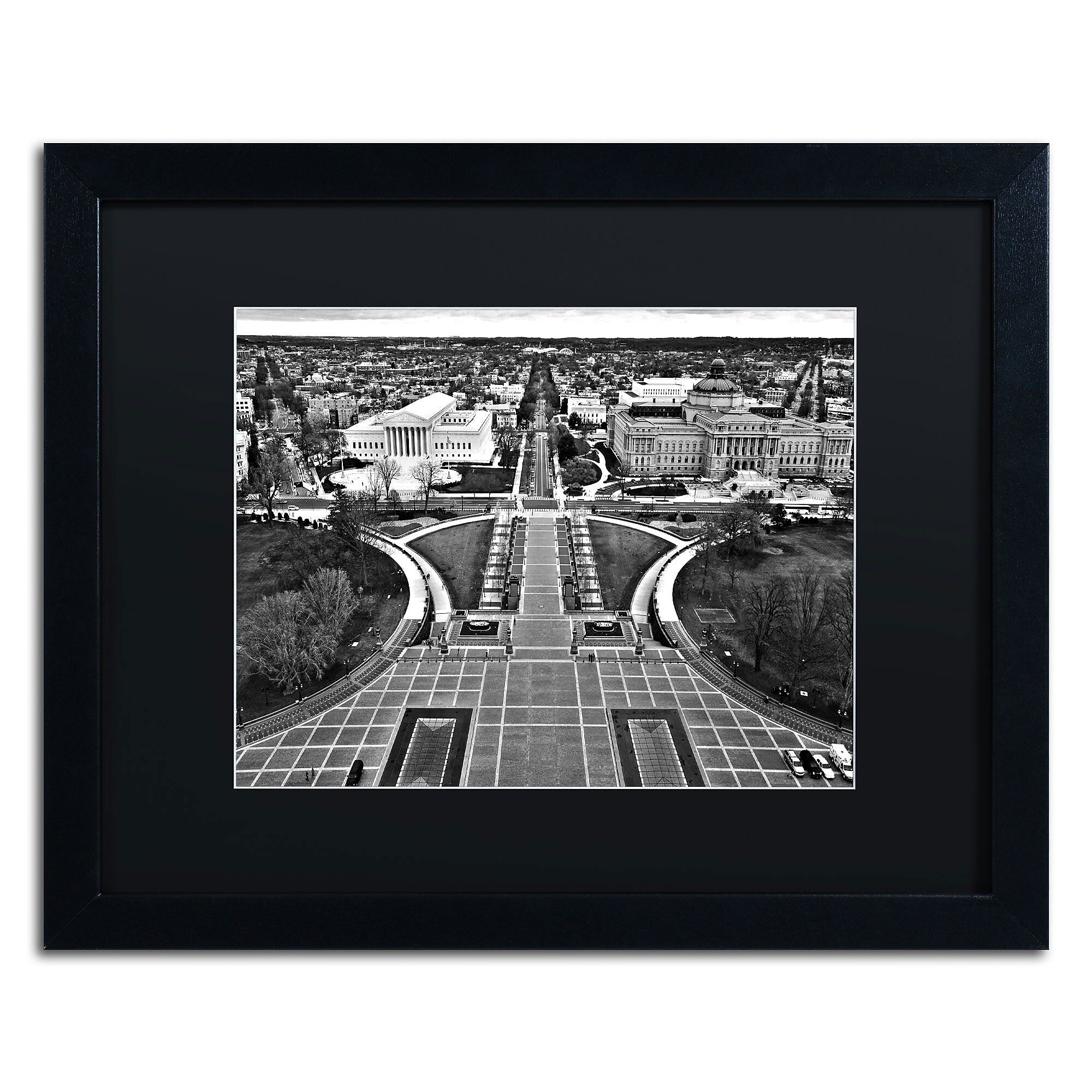 Trademark Fine Art MZ0251-B1620BMF "Washington DC" by CATeyes 16" x 20" Framed Art, Black Matted