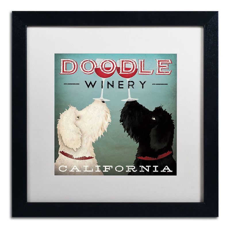 Trademark Fine Art WAP0124-B1616MF "Doodle Wine" by Ryan Fowler 16" x 16" Framed Art, White Matted