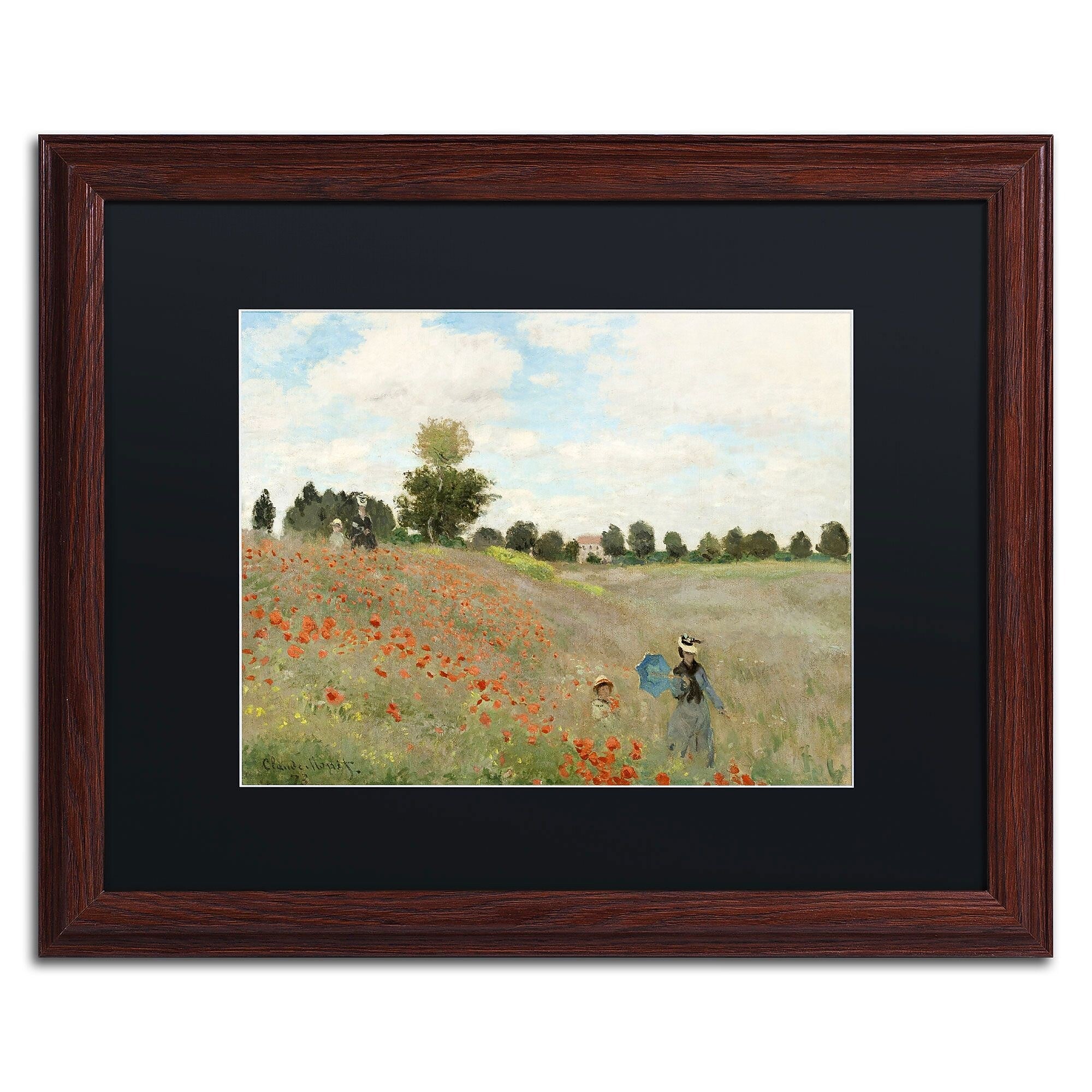 Trademark Fine Art Wild Poppies Near Argenteuil by Claude Monet 16x20 FRM Art, BLK MTD (BL0082-W1620BMF)