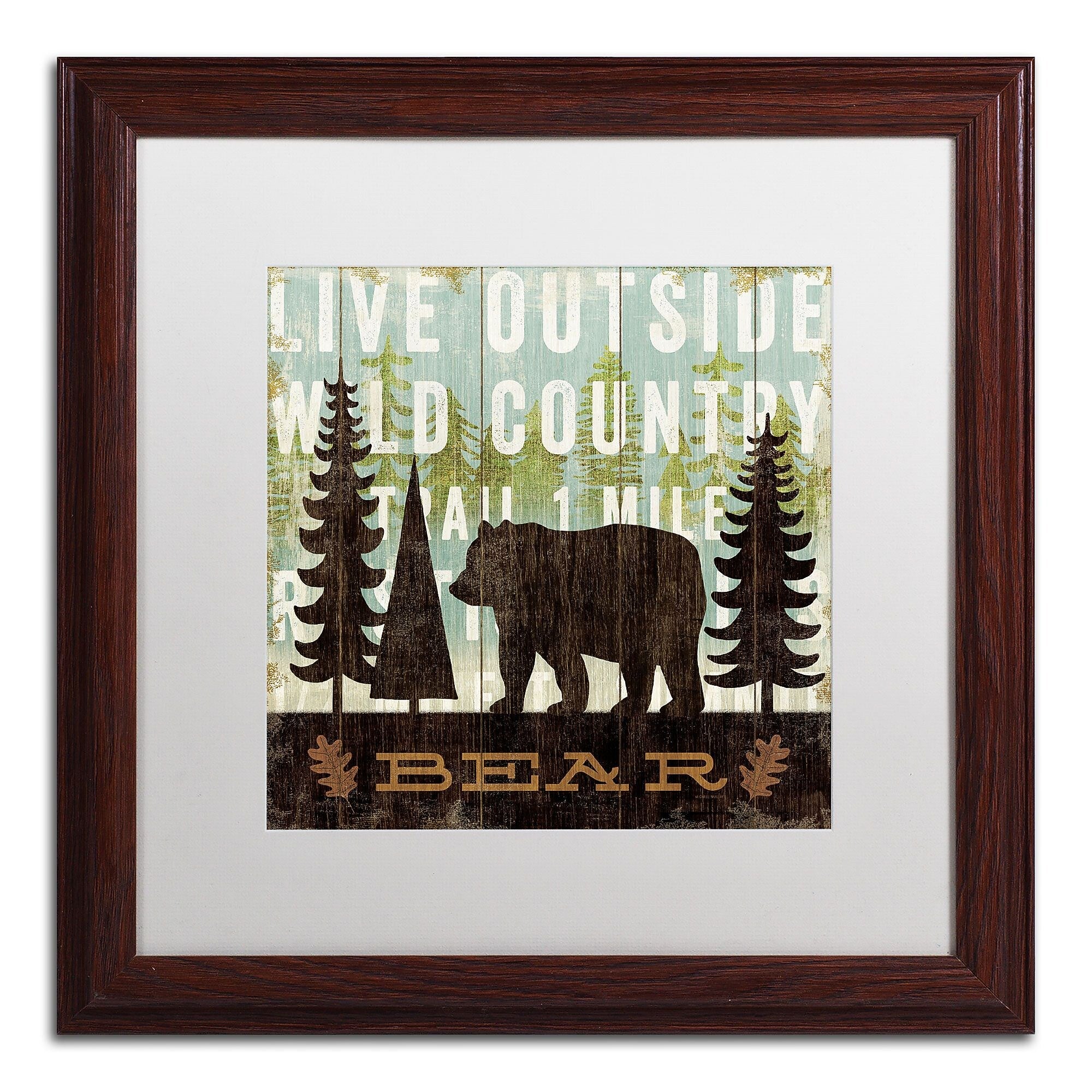 Trademark Fine Art WAP0120-W1616MF "Simple Living Bear" by Michael Mullan 16" x 16" FRM Art, WHT MTD