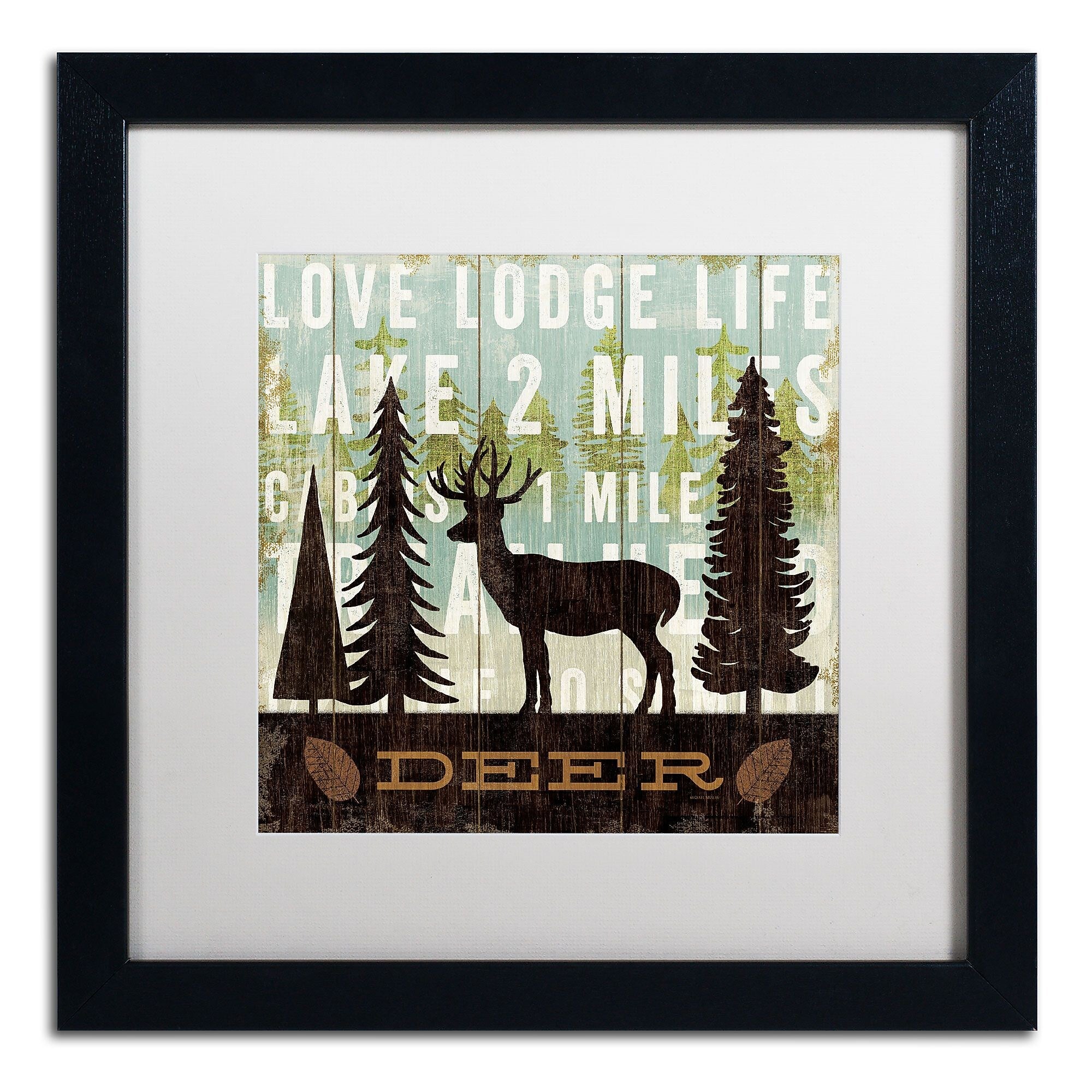 Trademark Fine Art WAP0122-B1616MF "Simple Living Deer" by Michael Mullan 16" x 16" FRM Art, WHT MTD