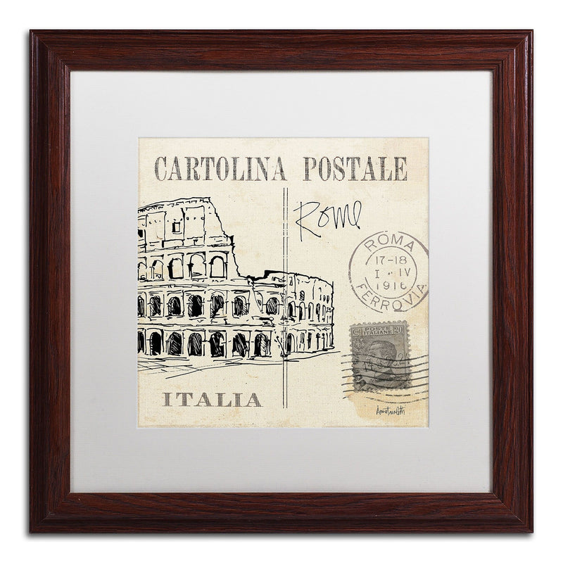 Trademark Fine Art WAP0093-W1616MF Postcard Sketches IV by Anne Tavoletti 16x16 FRM Art, WHT MTD