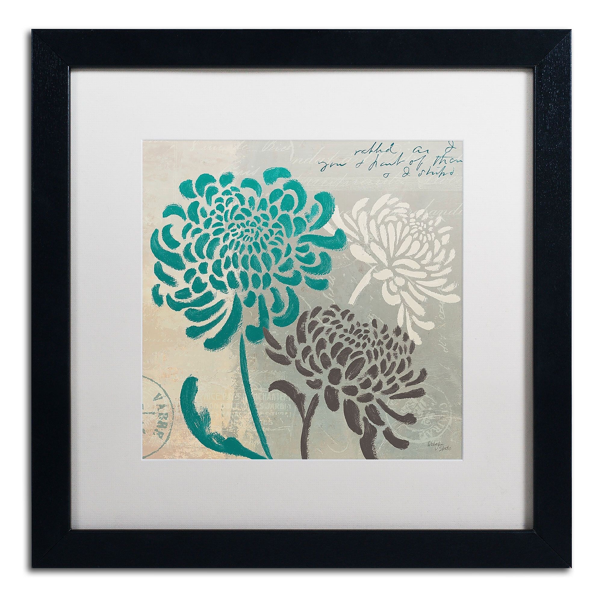 Trademark Fine Art WAP0134-B1616MF Chrysanthemums I by Wellington Studio 16x16 FRM Art, WHT MTD