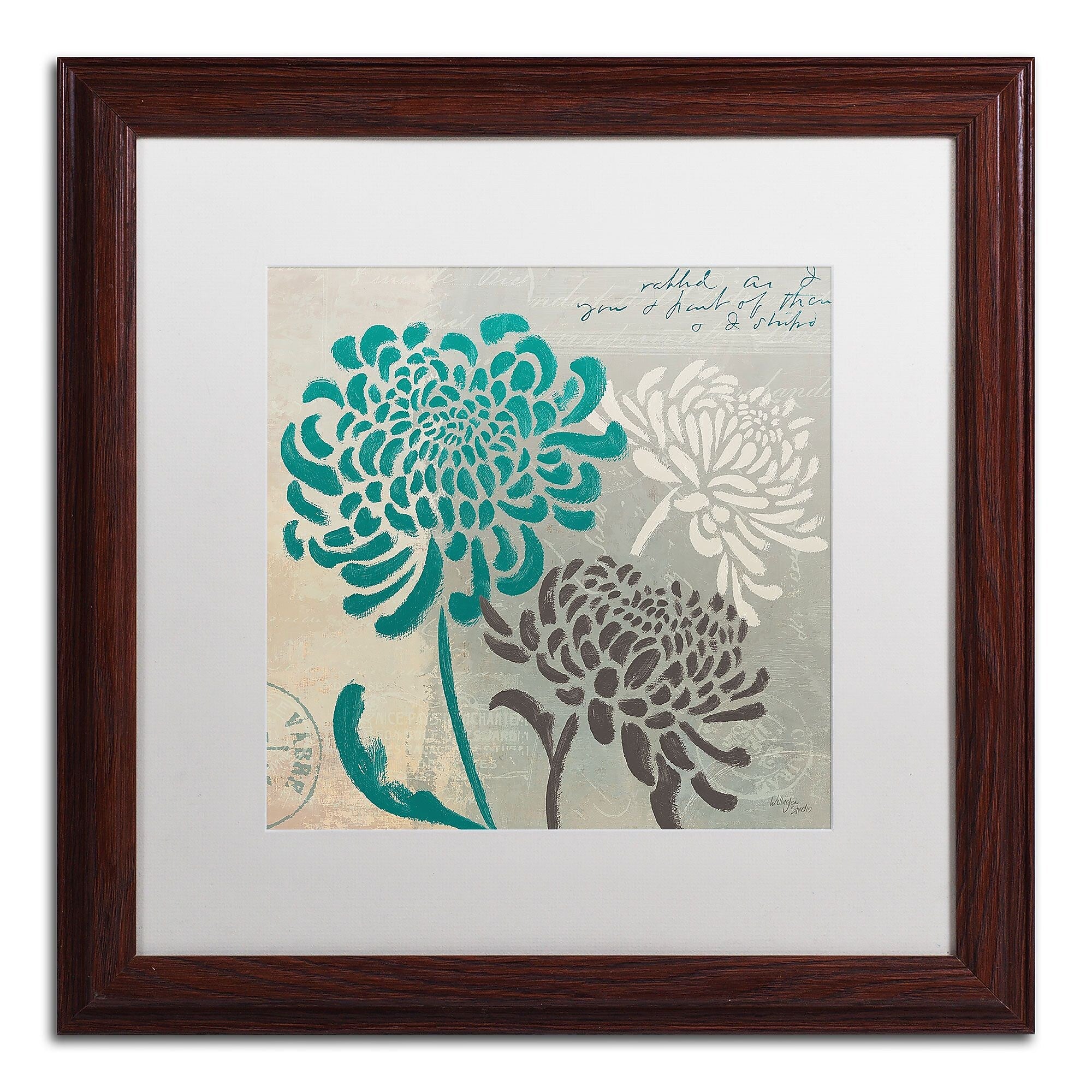 Trademark Fine Art WAP0134-W1616MF Chrysanthemums I by Wellington Studio 16x16 FRM Art, WHT MTD