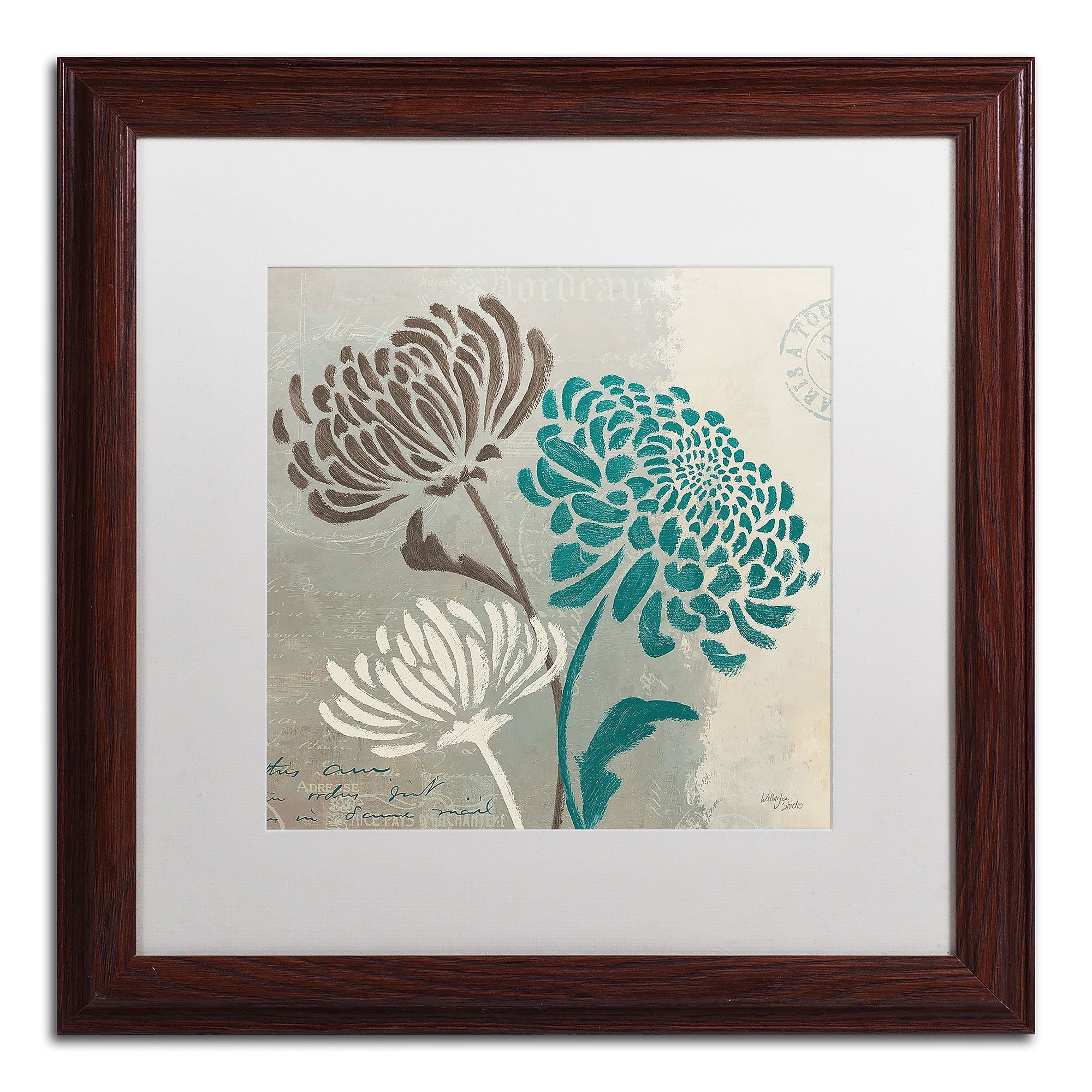 Trademark Fine Art WAP0135-W1616MF Chrysanthemums II by Wellington Studio 16x16 FRM Art, WHT MTD