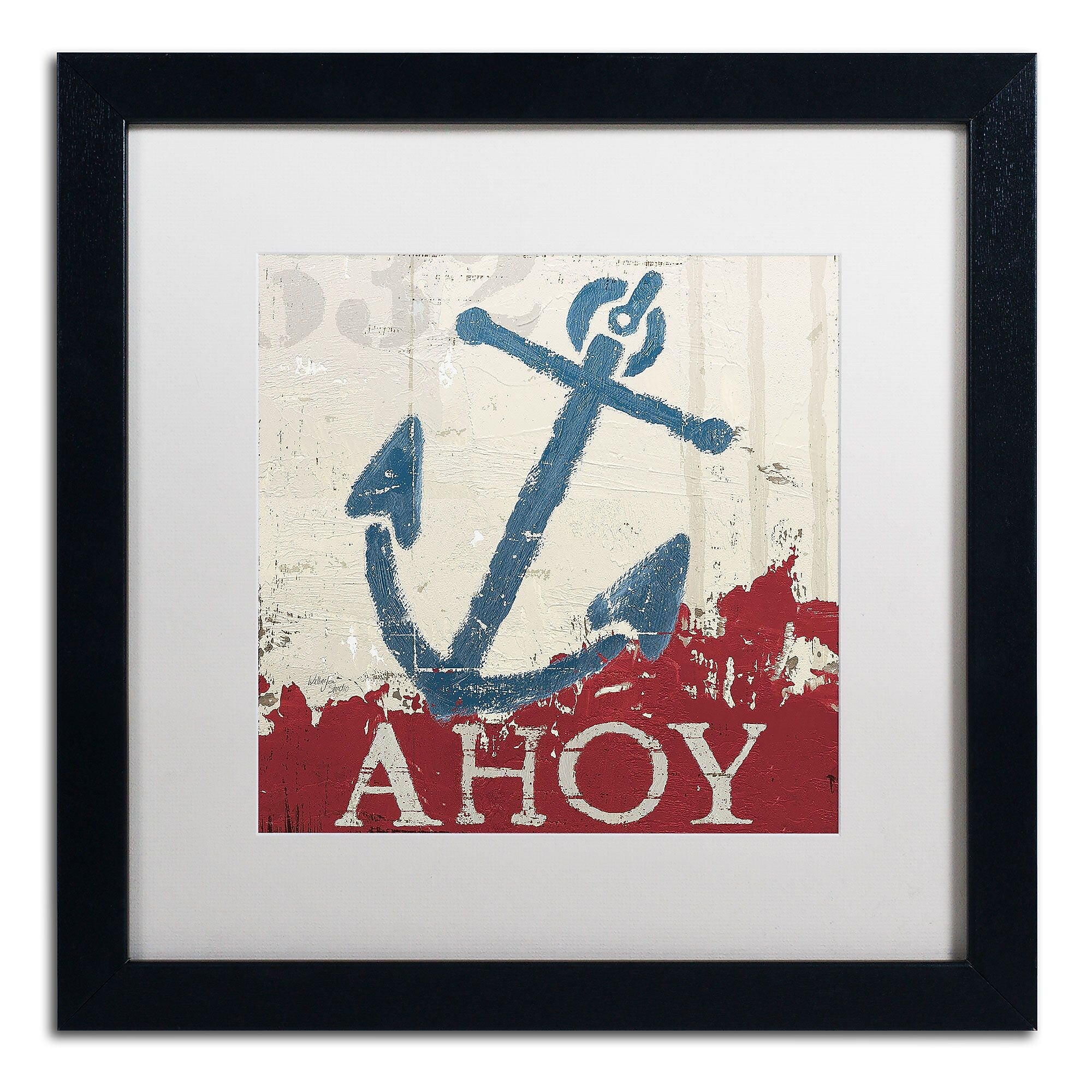 Trademark Fine Art WAP0139-B1616MF "Nautical IV Red" by Wellington Studio 16" x 16" FRM Art, WHT MTD
