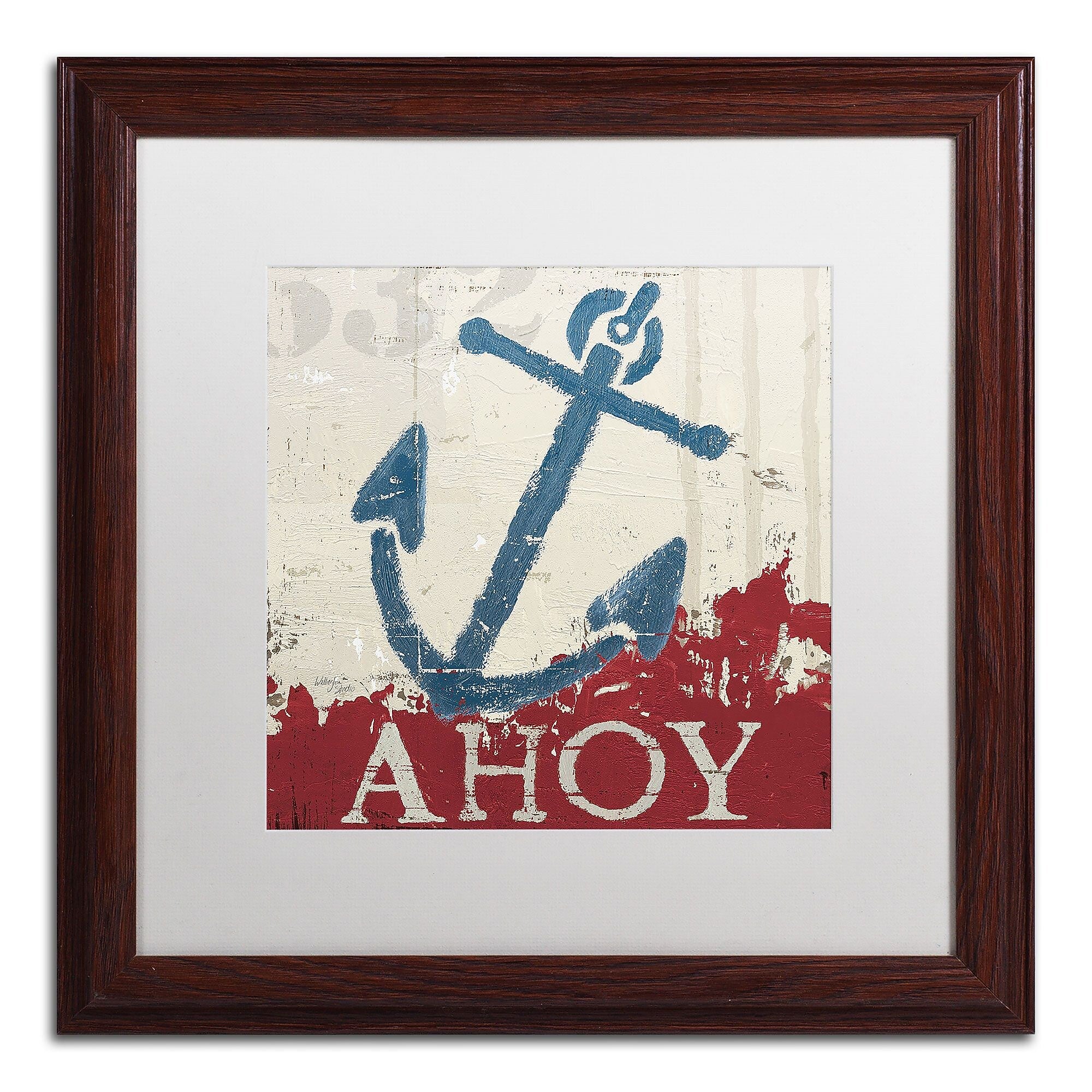 Trademark Fine Art WAP0139-W1616MF "Nautical IV Red" by Wellington Studio 16" x 16" FRM Art, WHT MTD