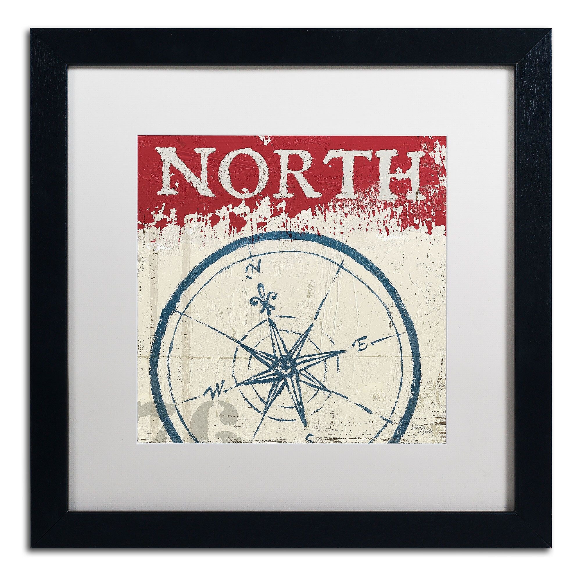 Trademark Fine Art WAP0136-B1616MF "Nautical I Red" by Wellington Studio 16" x 16" FRM Art, WHT MTD