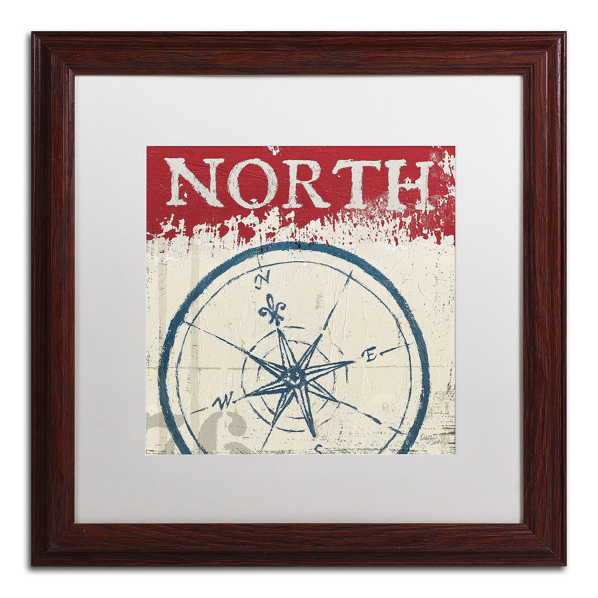 Trademark Fine Art WAP0136-W1616MF "Nautical I Red" by Wellington Studio 16" x 16" FRM Art, WHT MTD