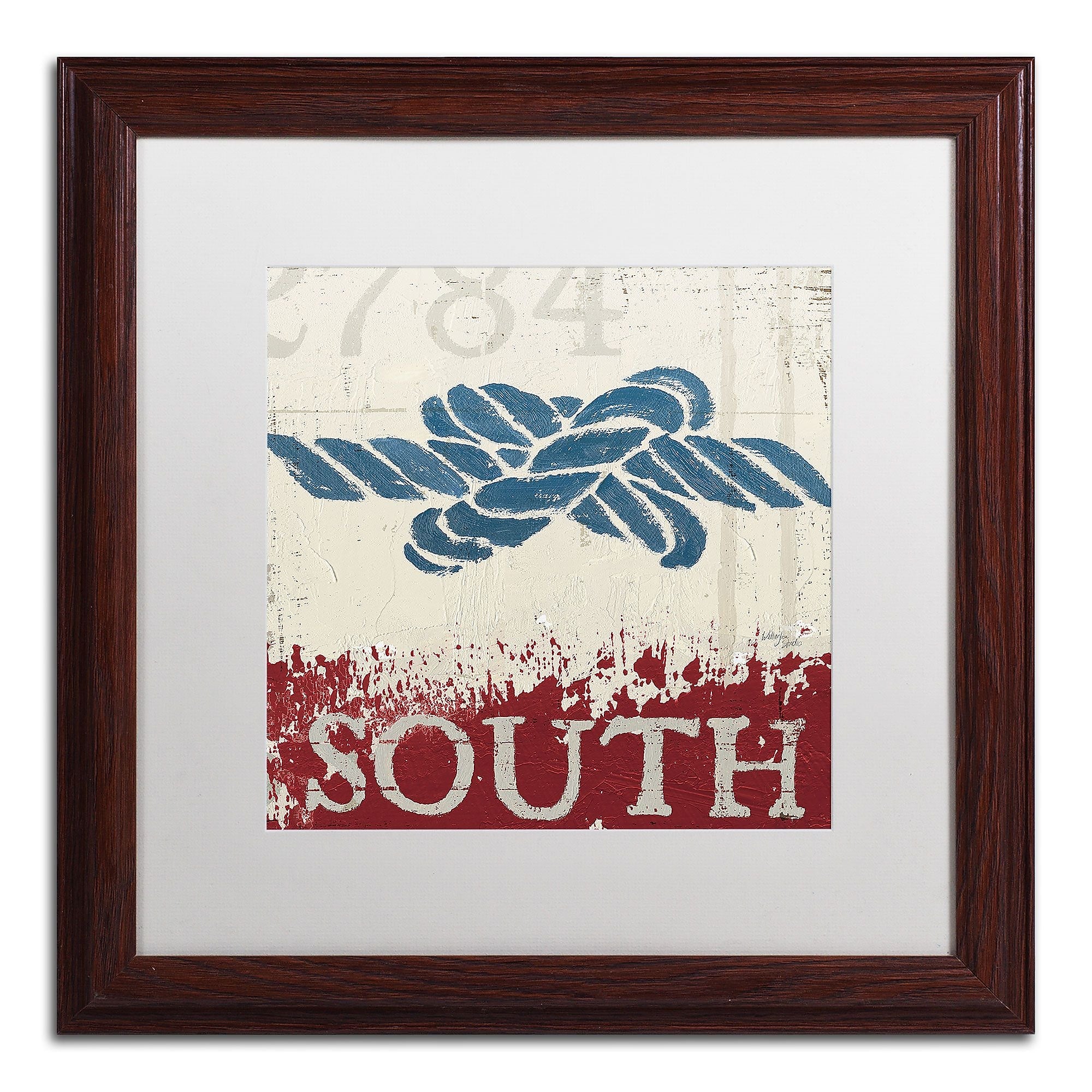 Trademark Fine Art WAP0137-W1616MF "Nautical II Red" by Wellington Studio 16" x 16" FRM Art, WHT MTD