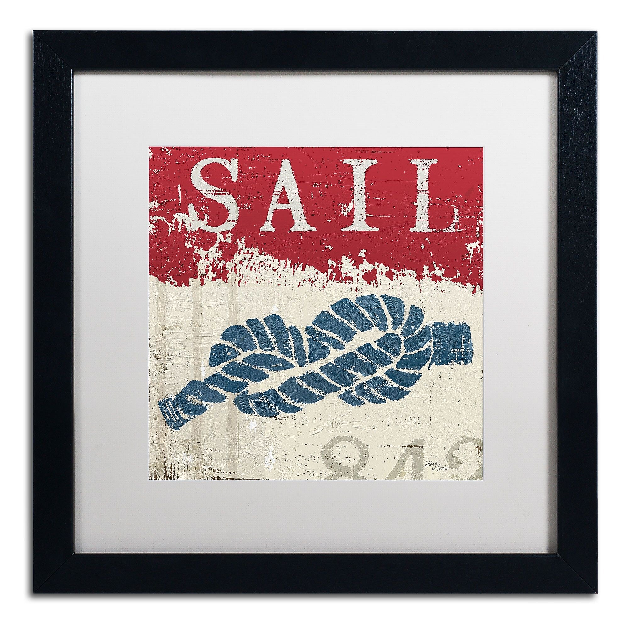 Trademark Fine Art WAP0138-B1616MF Nautical III Red by Wellington Studio 16x16 FRM Art, WHT MTD