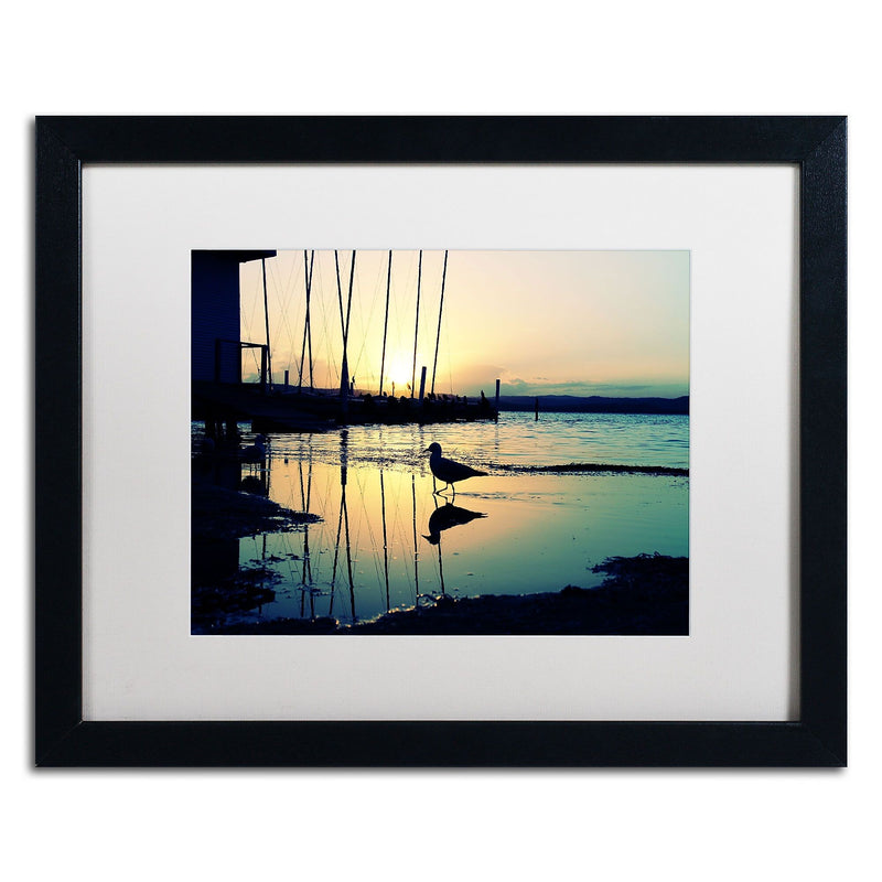 Trademark Fine Art BC0130-B1620MF Lonely at Sunset by Beata Czyzowska Young 16x20 FRM Art, WHT MTD