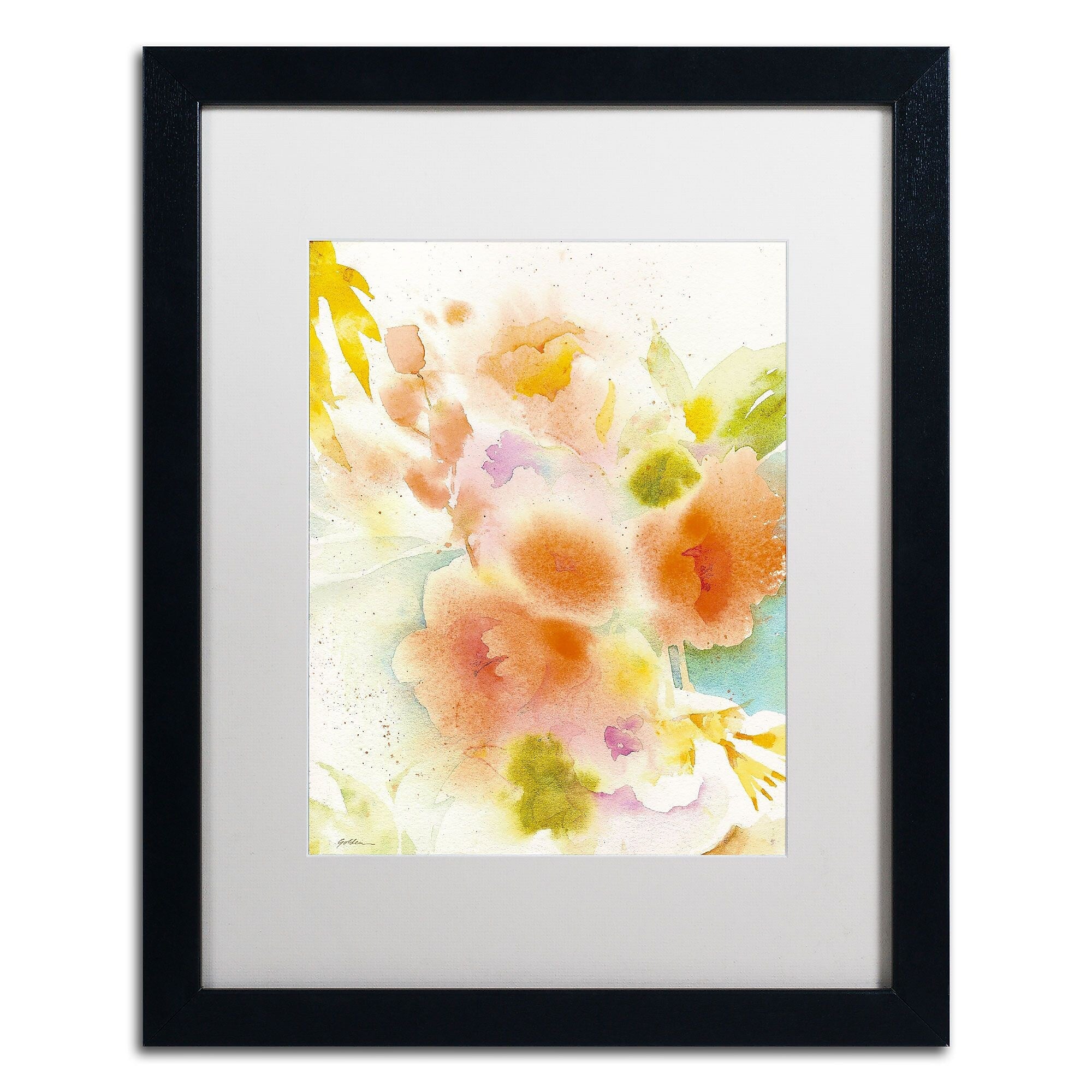 Trademark Fine Art SG5703-B1620MF "Orange Reflection" by Sheila Golden 20" x 16" Framed Art, WHT MTD